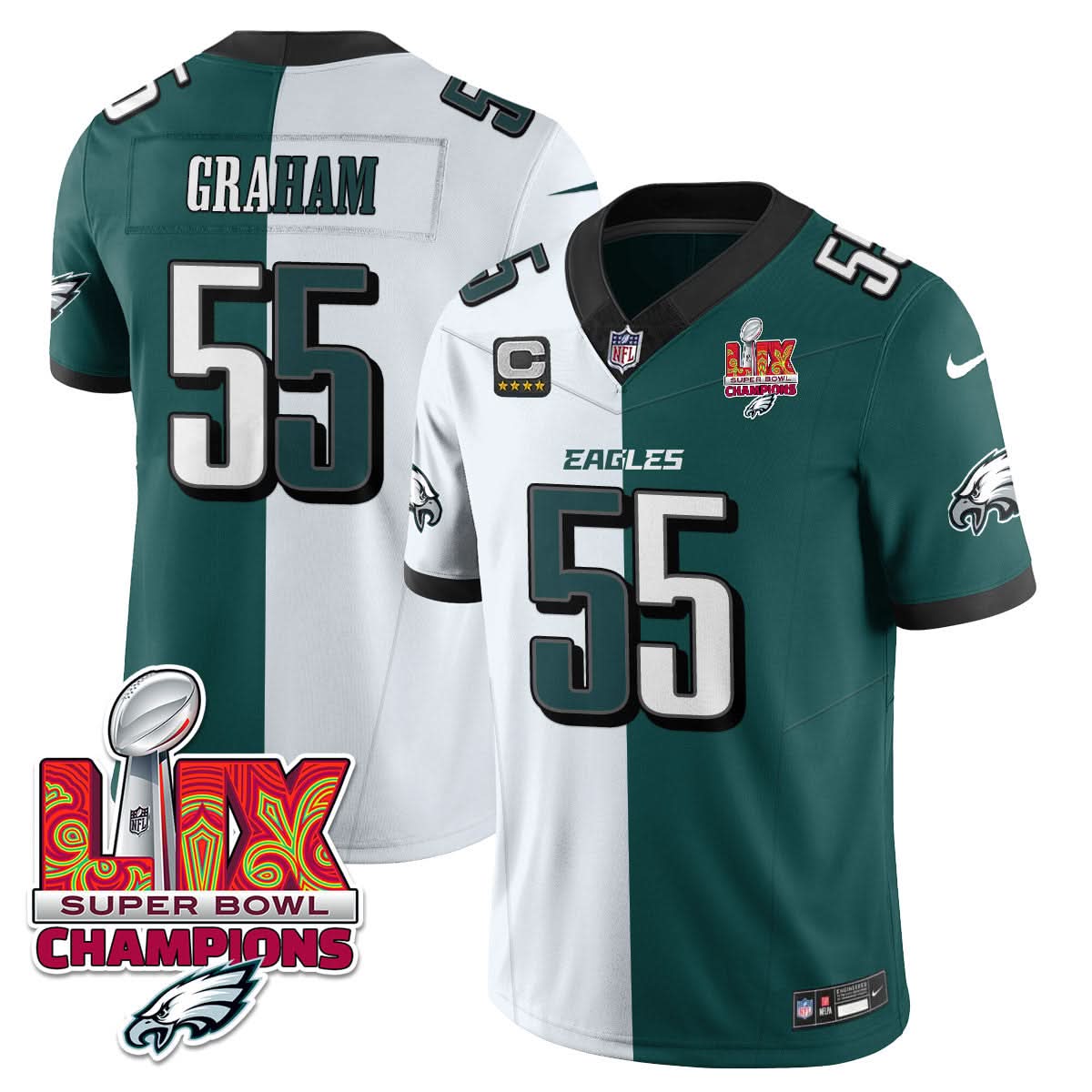 Philadelphia Eagles Super Bowl LIX Champions Gold Vapor Limited Jersey - All Stitched