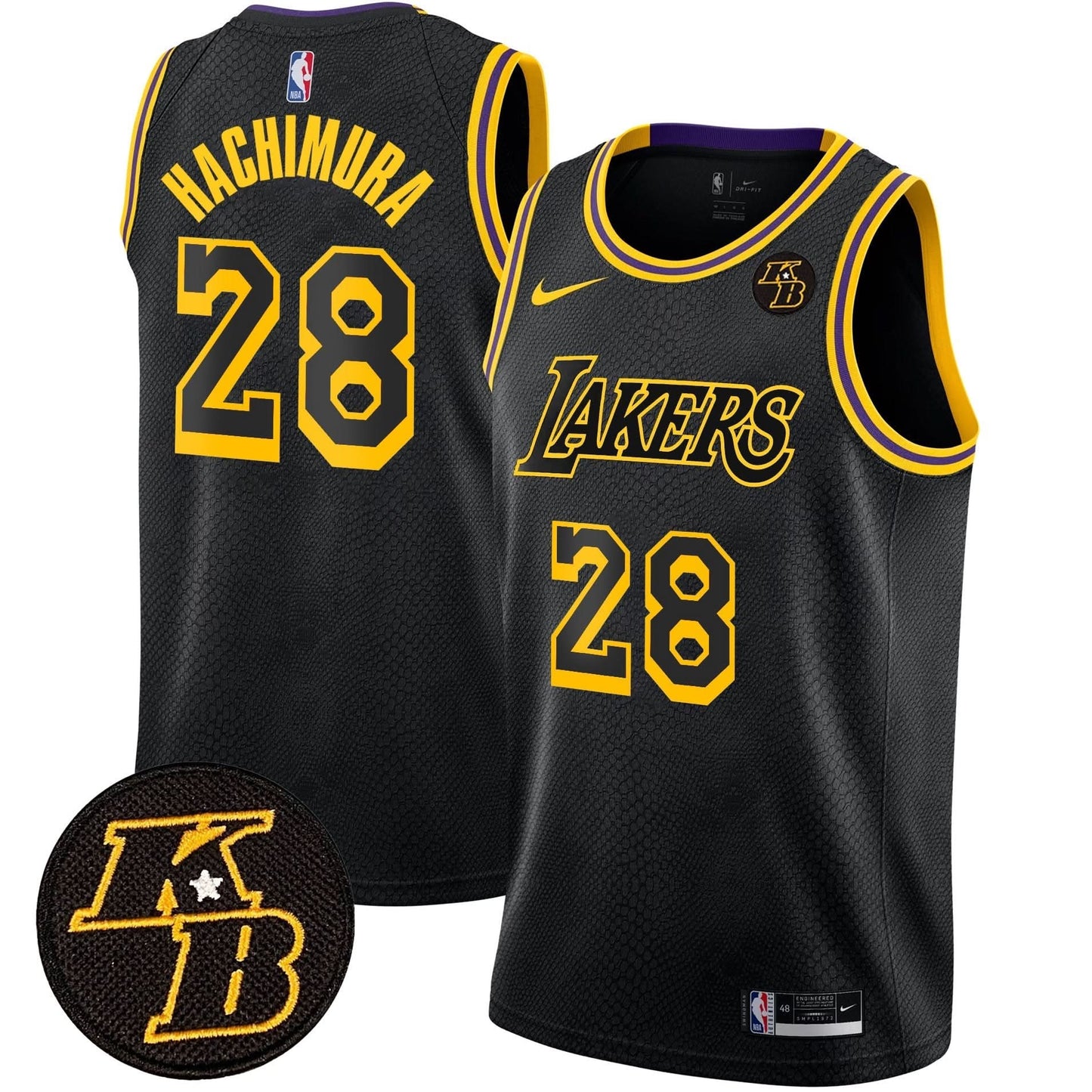 Los Angeles Lakers Kobe Bryant Patch Swingman Jersey - All Stitched