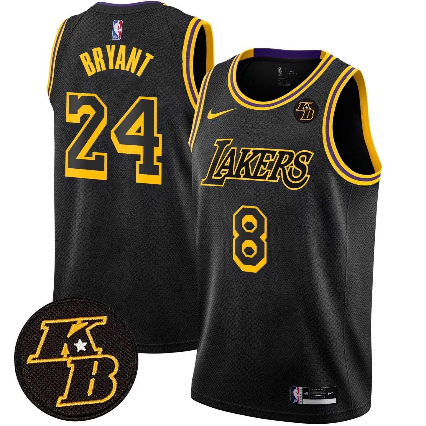 Los Angeles Lakers Kobe Bryant Patch Swingman Jersey - All Stitched
