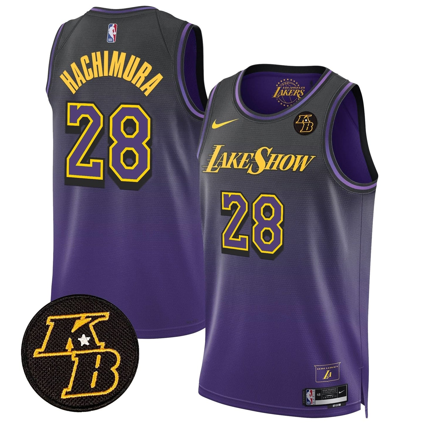 Los Angeles Lakers Kobe Bryant Patch Swingman Jersey - All Stitched