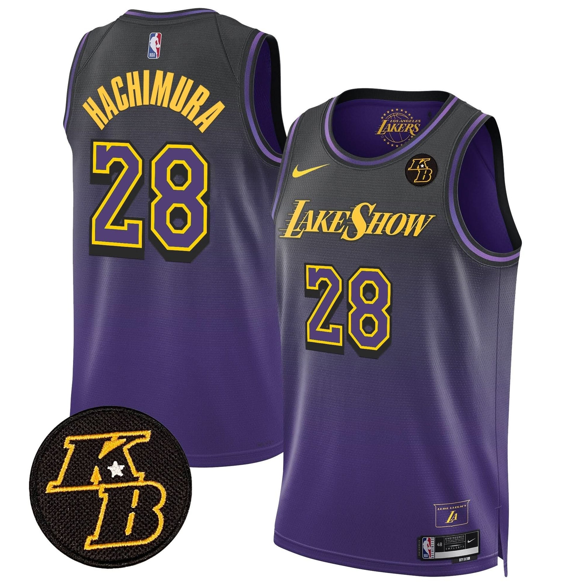 Los Angeles Lakers Kobe Bryant Patch Swingman Jersey - All Stitched