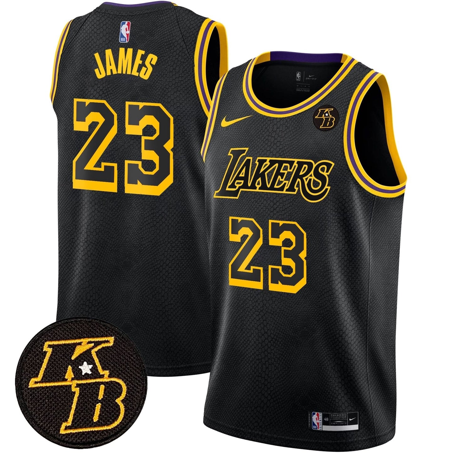 Los Angeles Lakers Kobe Bryant Patch Swingman Jersey - All Stitched