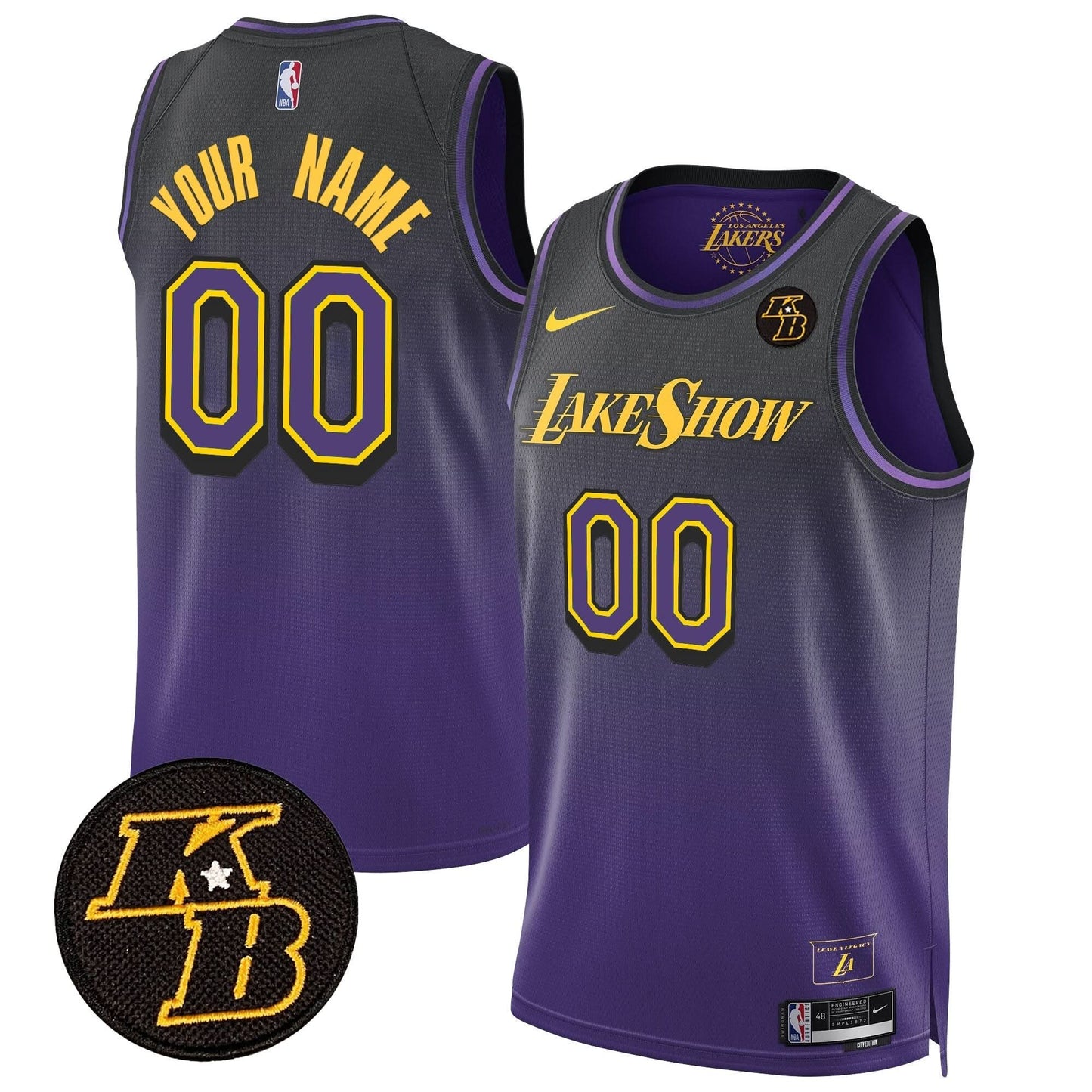 Los Angeles Lakers Kobe Bryant Patch Swingman Custom Jersey - All Stitched