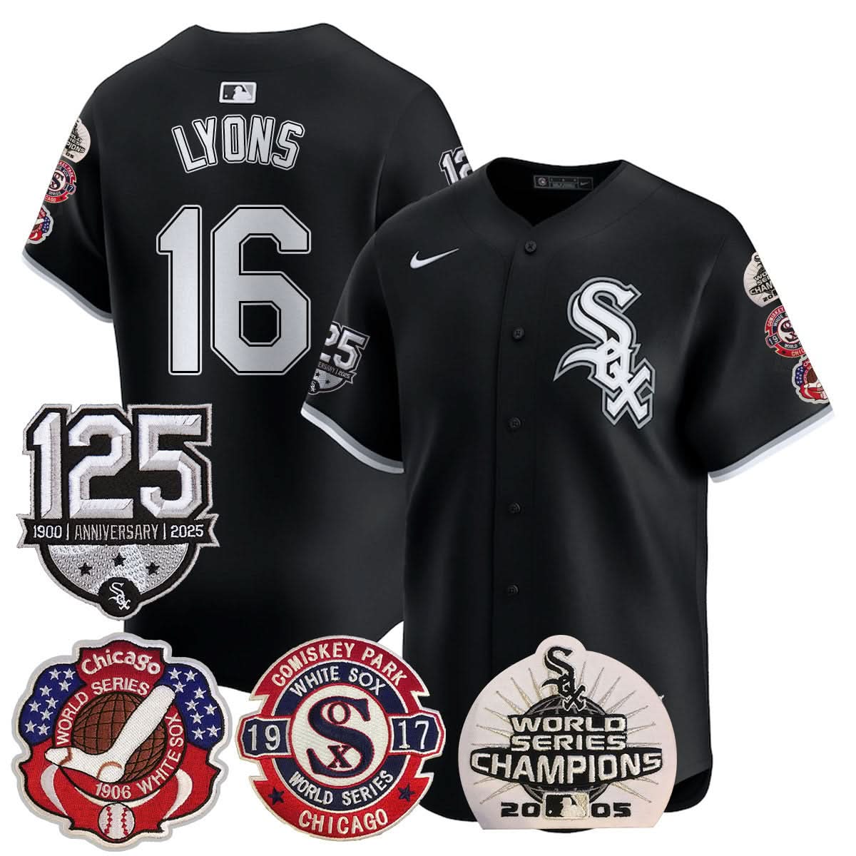 Chicago White Sox 125th Anniversary - World Series Champions Jersey - All Stitched