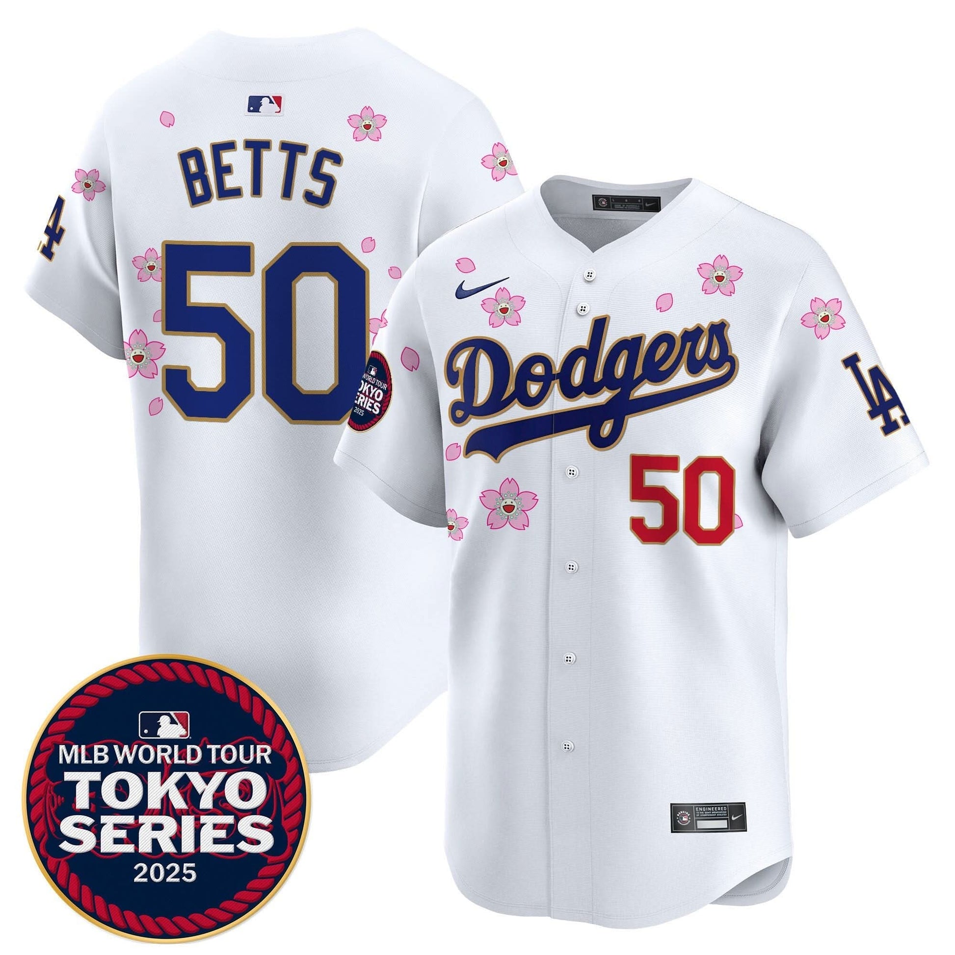 Dodgers Tokyo Series 2025 Gold Trim Vapor Premier Limited Jersey - Stitched
