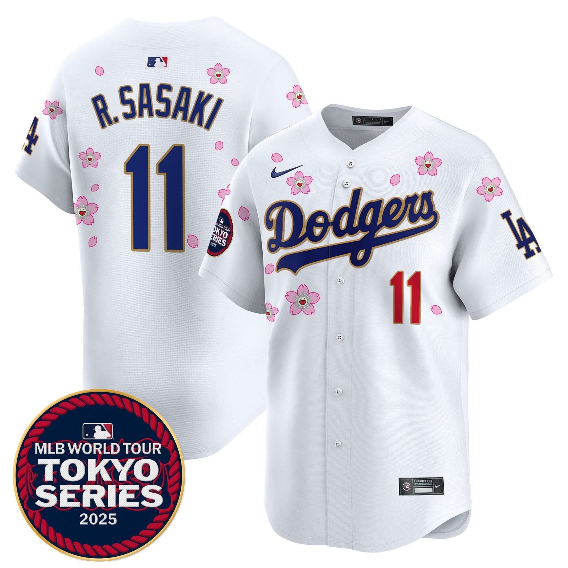 Dodgers Tokyo Series 2025 Gold Trim Vapor Premier Limited Jersey - Stitched