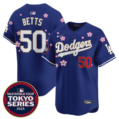 Dodgers Tokyo Series 2025 Gold Trim Vapor Premier Limited Jersey - Stitched