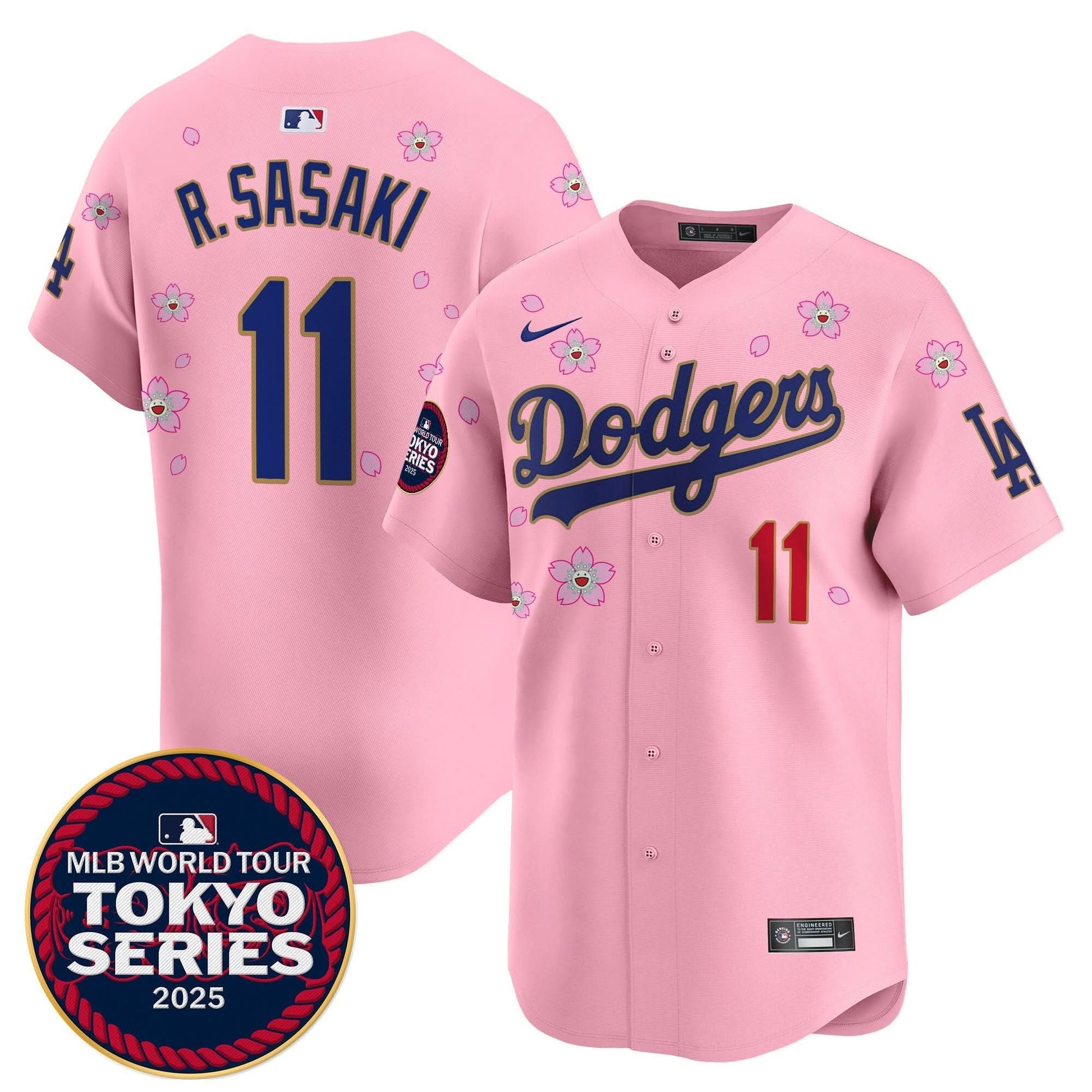 Dodgers Tokyo Series 2025 Gold Trim Vapor Premier Limited Jersey - Stitched