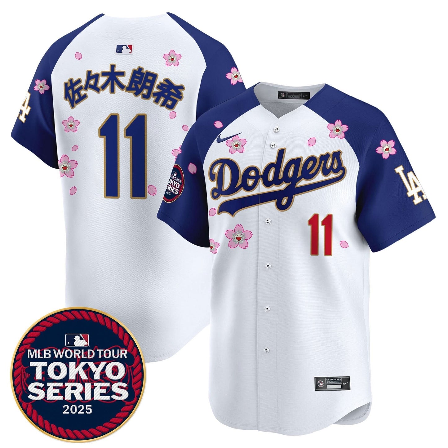 Dodgers Tokyo Series 2025 Gold Trim Vapor Premier Limited Jersey - Stitched