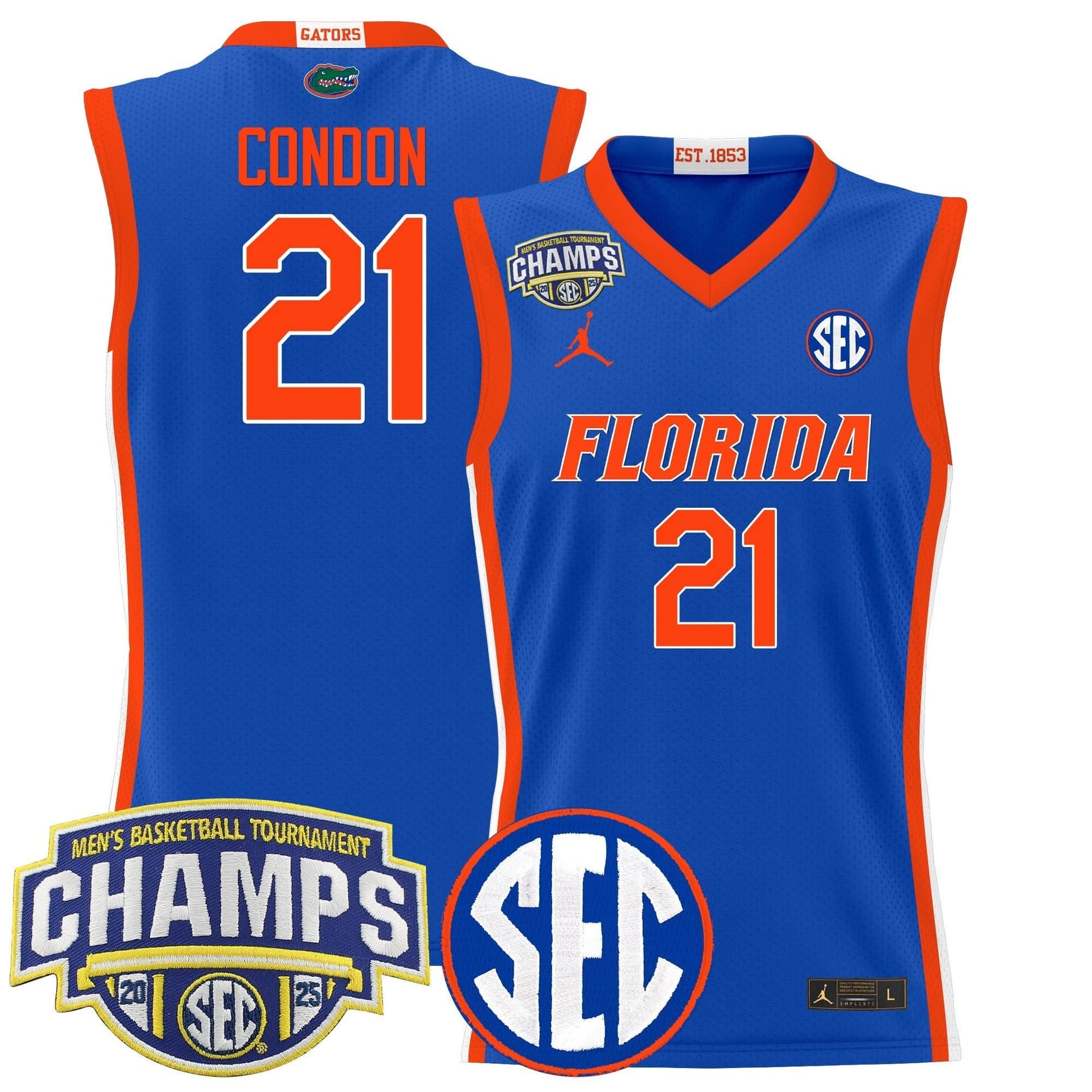 Florida Gators 2025 SEC Conference Tournament Champions Basketball Jersey - All Stitched