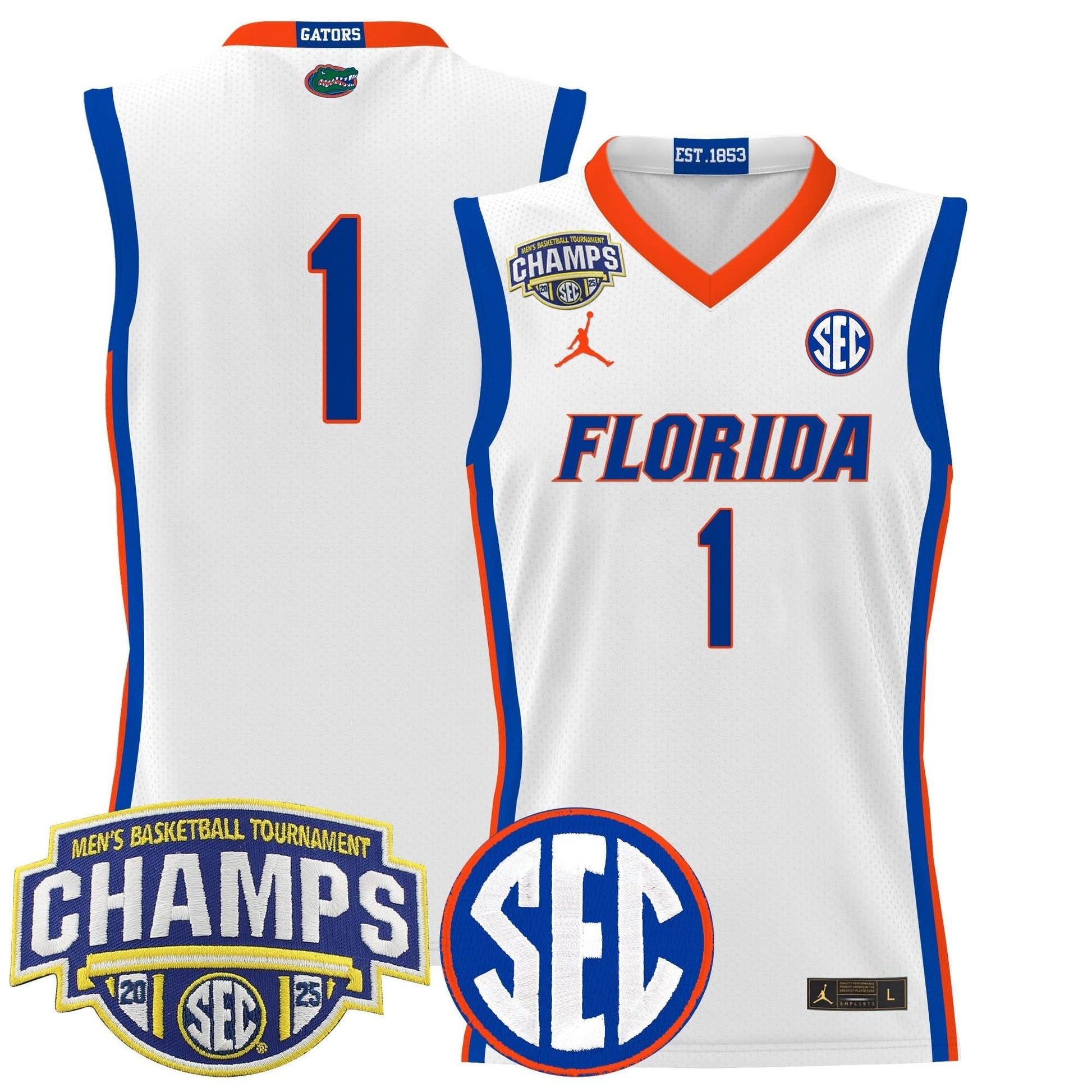 Florida Gators 2025 SEC Conference Tournament Champions Basketball Jersey - All Stitched