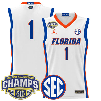 Florida Gators 2025 SEC Conference Tournament Champions Basketball Jersey - All Stitched
