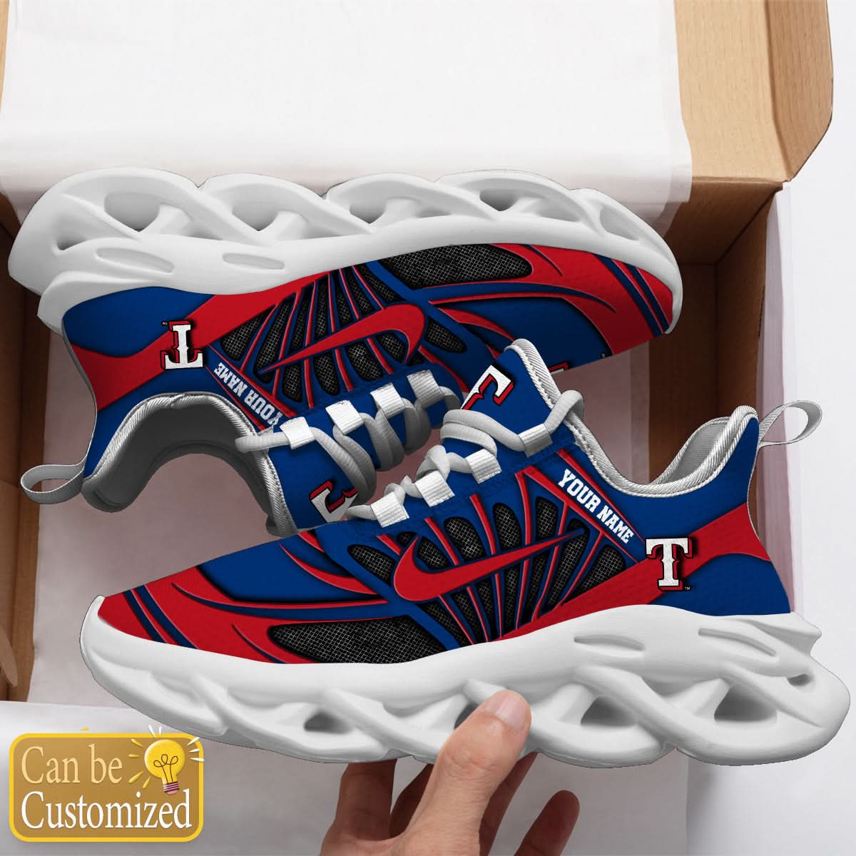 Texas Rangers Max Soul Sneakers Personalized