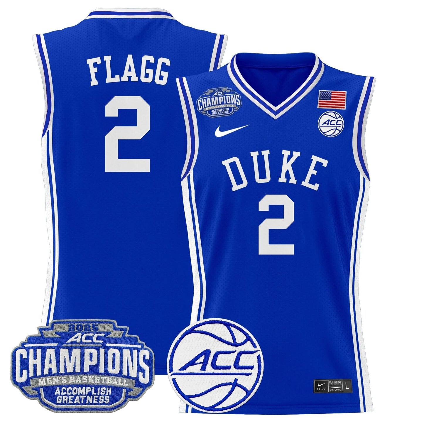 Duke Blue Devils 2025 ACC Conference Tournament Champions Basketball Jersey - All Stitched