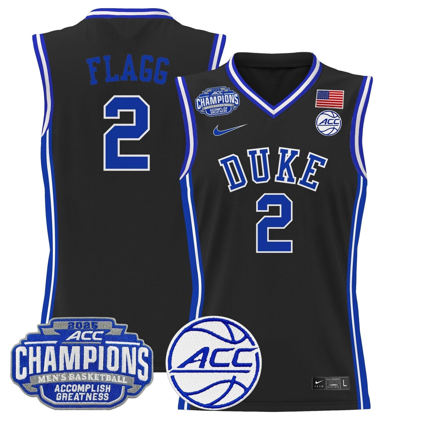 Duke Blue Devils 2025 ACC Conference Tournament Champions Basketball Jersey - All Stitched