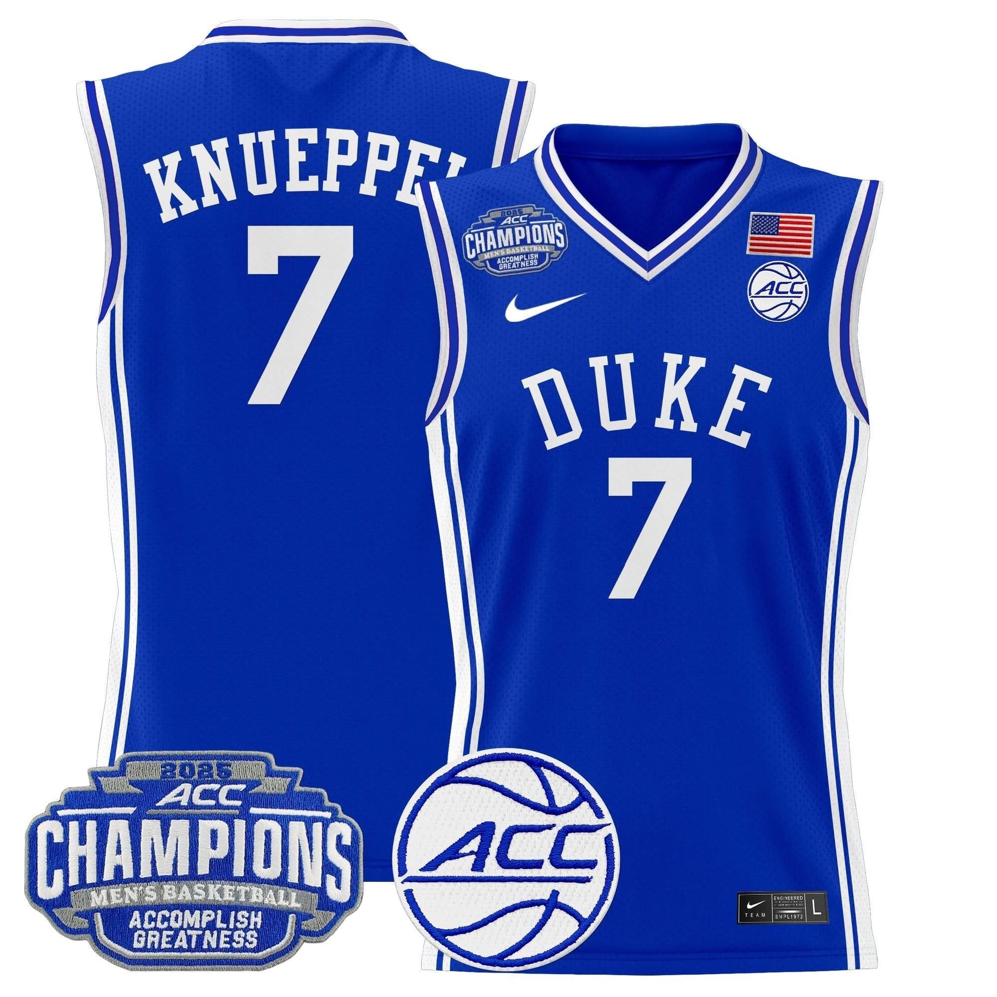 Duke Blue Devils 2025 ACC Conference Tournament Champions Basketball Jersey - All Stitched