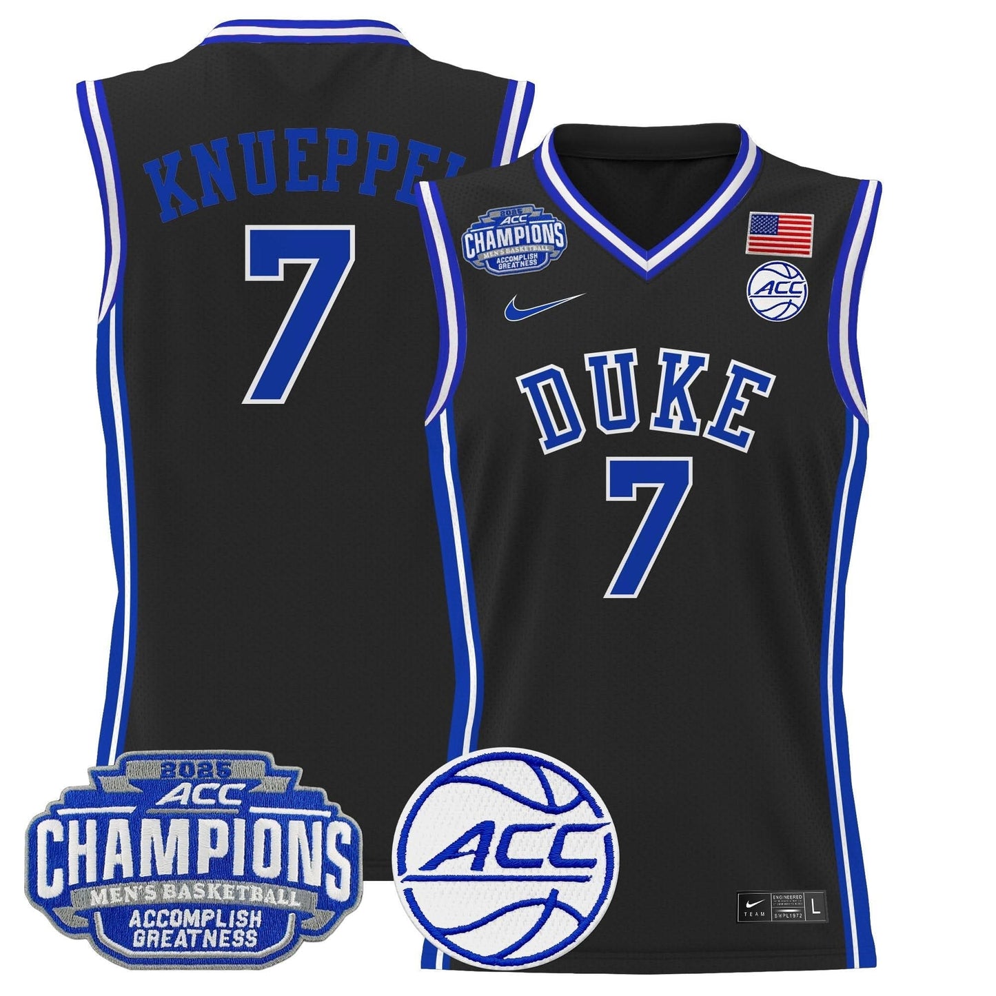 Duke Blue Devils 2025 ACC Conference Tournament Champions Basketball Jersey - All Stitched