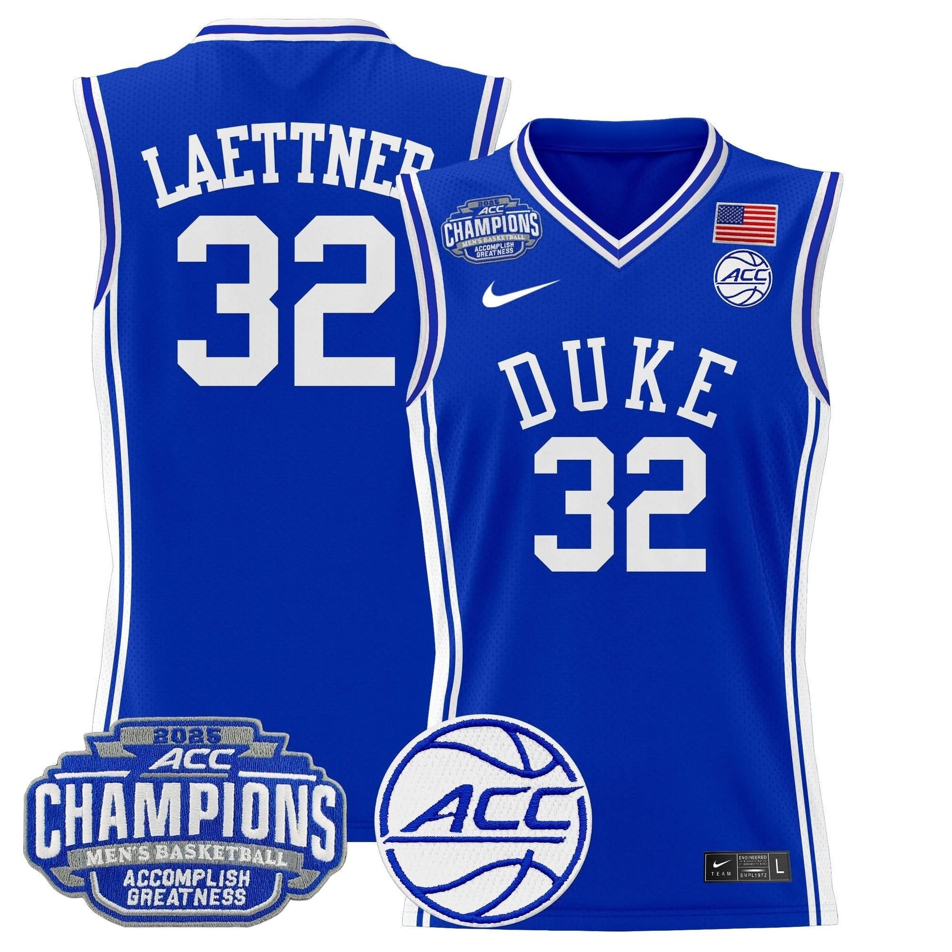 Duke Blue Devils 2025 ACC Conference Tournament Champions Basketball Jersey - All Stitched