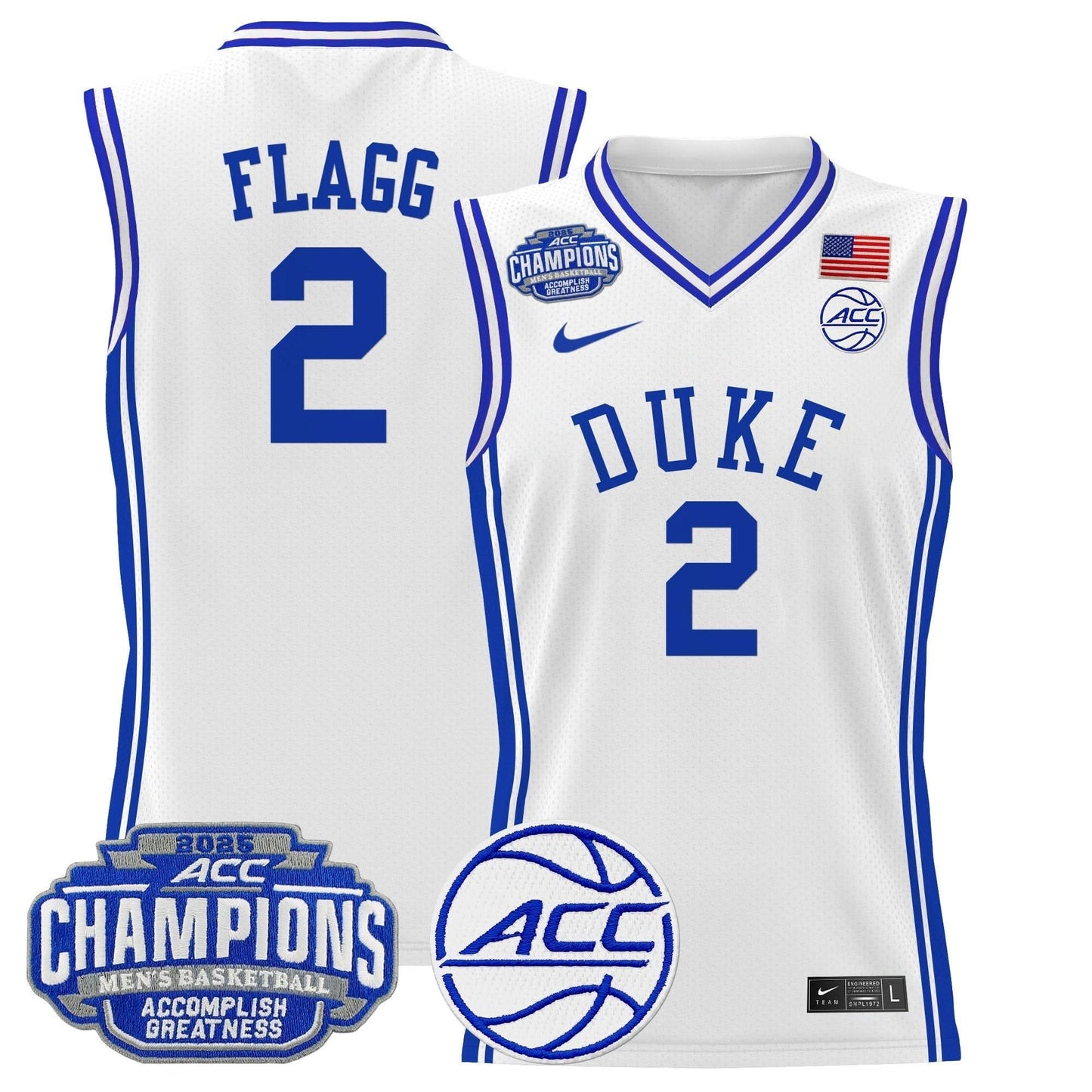 Duke Blue Devils 2025 ACC Conference Tournament Champions Basketball Jersey - All Stitched