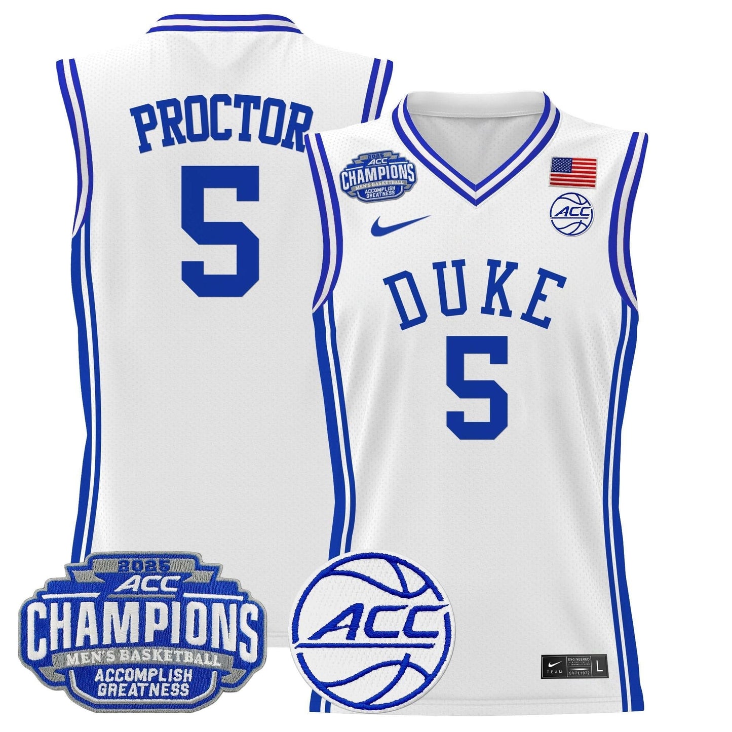 Duke Blue Devils 2025 ACC Conference Tournament Champions Basketball Jersey - All Stitched