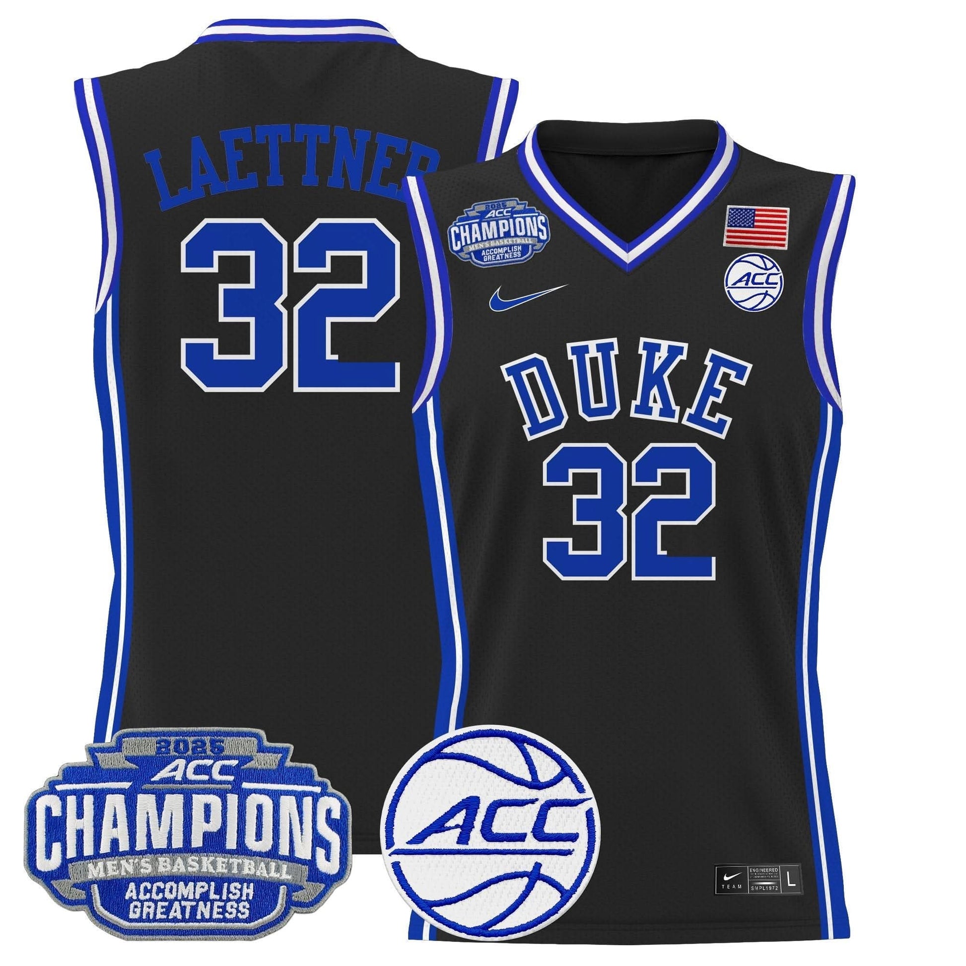 Duke Blue Devils 2025 ACC Conference Tournament Champions Basketball Jersey - All Stitched