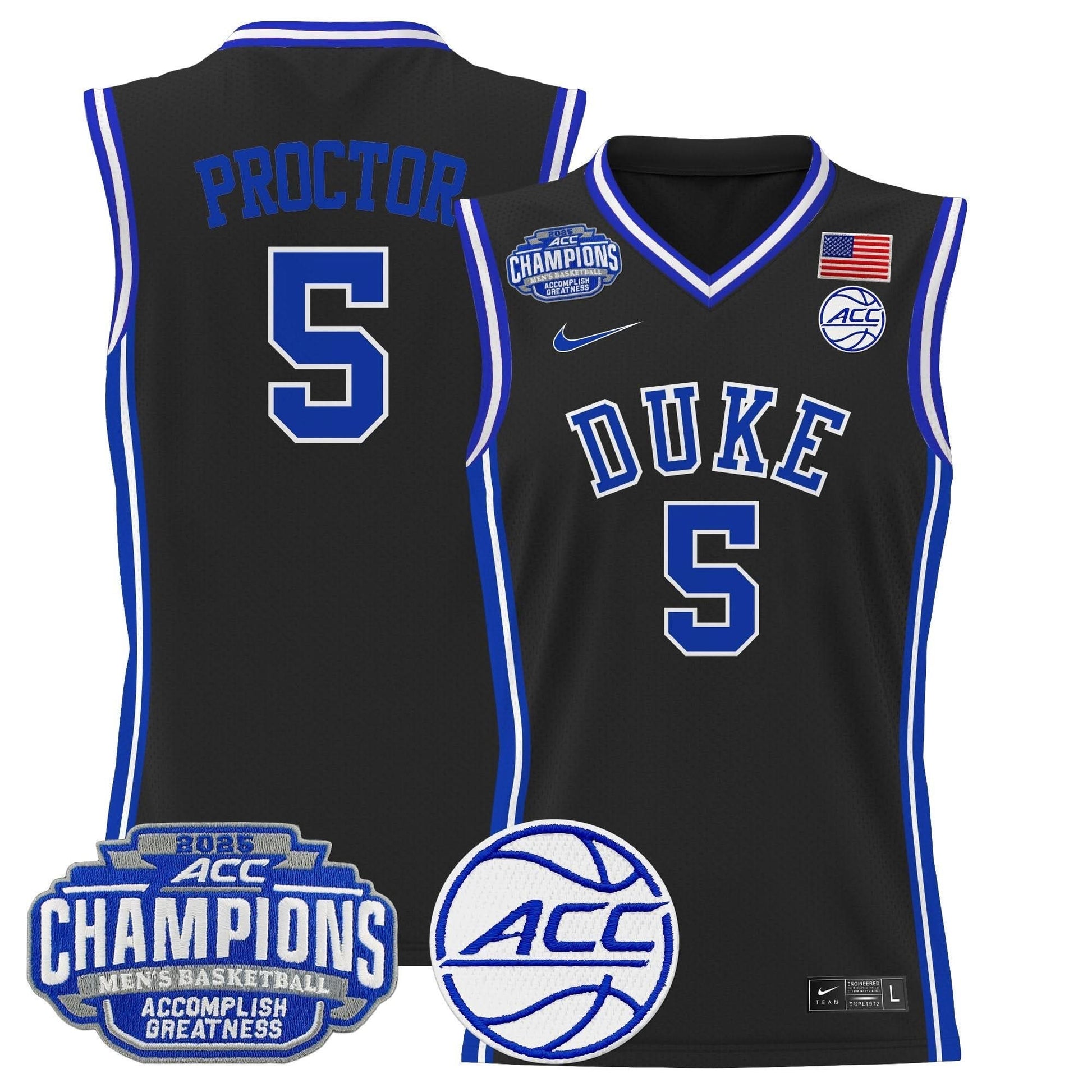 Duke Blue Devils 2025 ACC Conference Tournament Champions Basketball Jersey - All Stitched