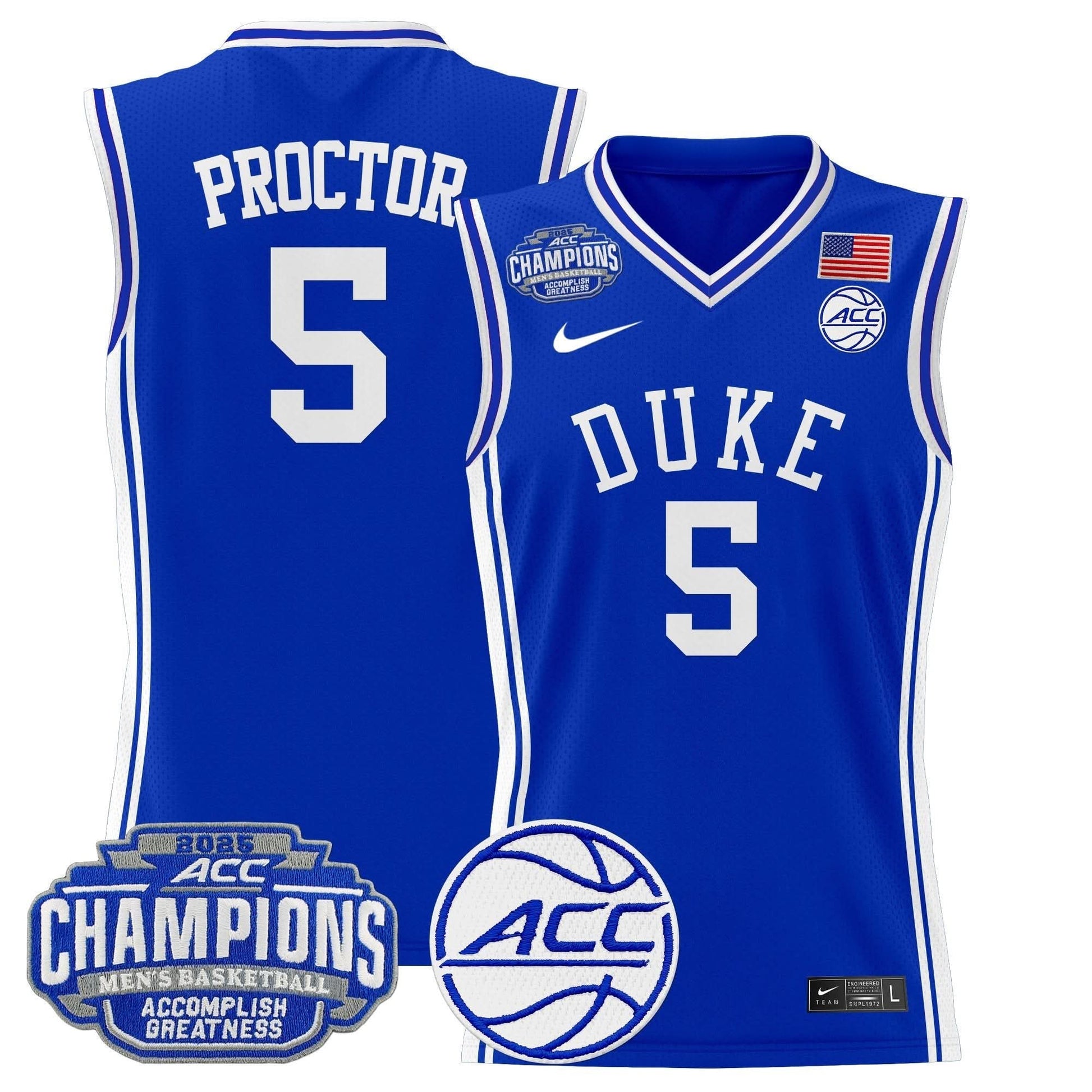 Duke Blue Devils 2025 ACC Conference Tournament Champions Basketball Jersey - All Stitched