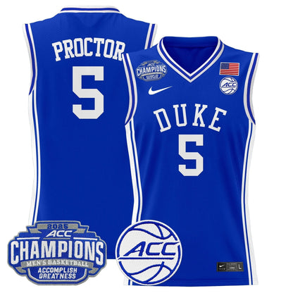 Duke Blue Devils 2025 ACC Conference Tournament Champions Basketball Jersey - All Stitched