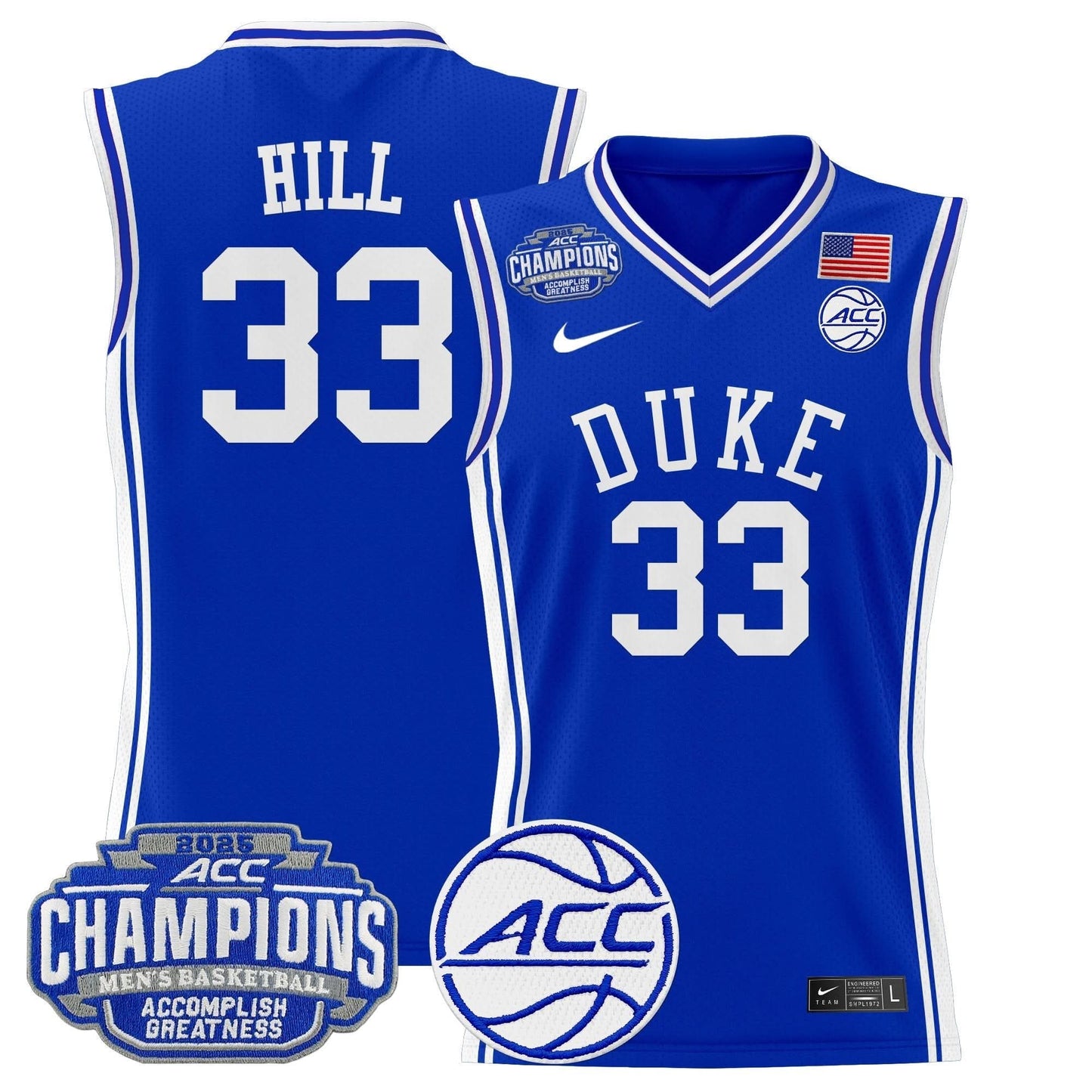 Duke Blue Devils 2025 ACC Conference Tournament Champions Basketball Jersey - All Stitched