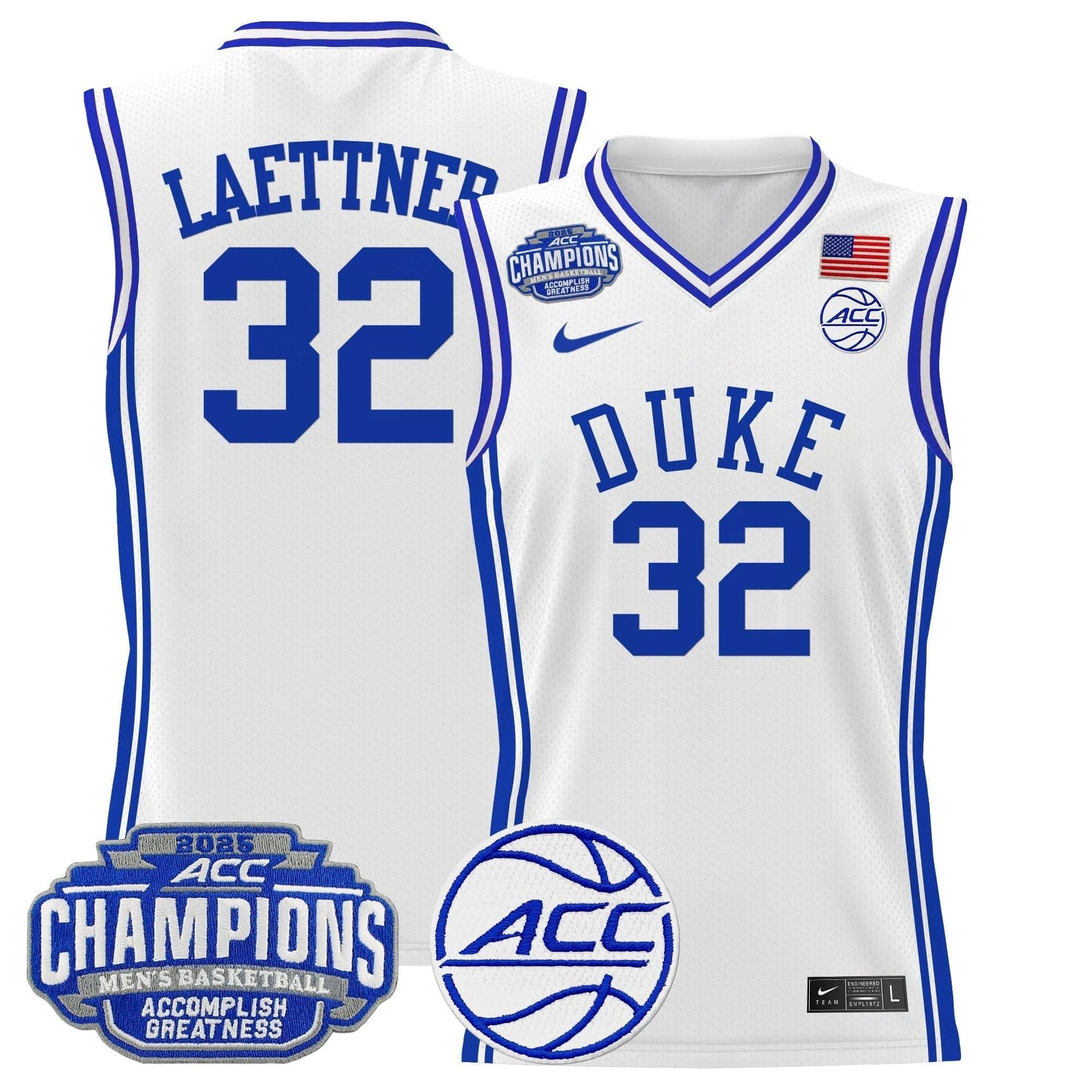 Duke Blue Devils 2025 ACC Conference Tournament Champions Basketball Jersey - All Stitched