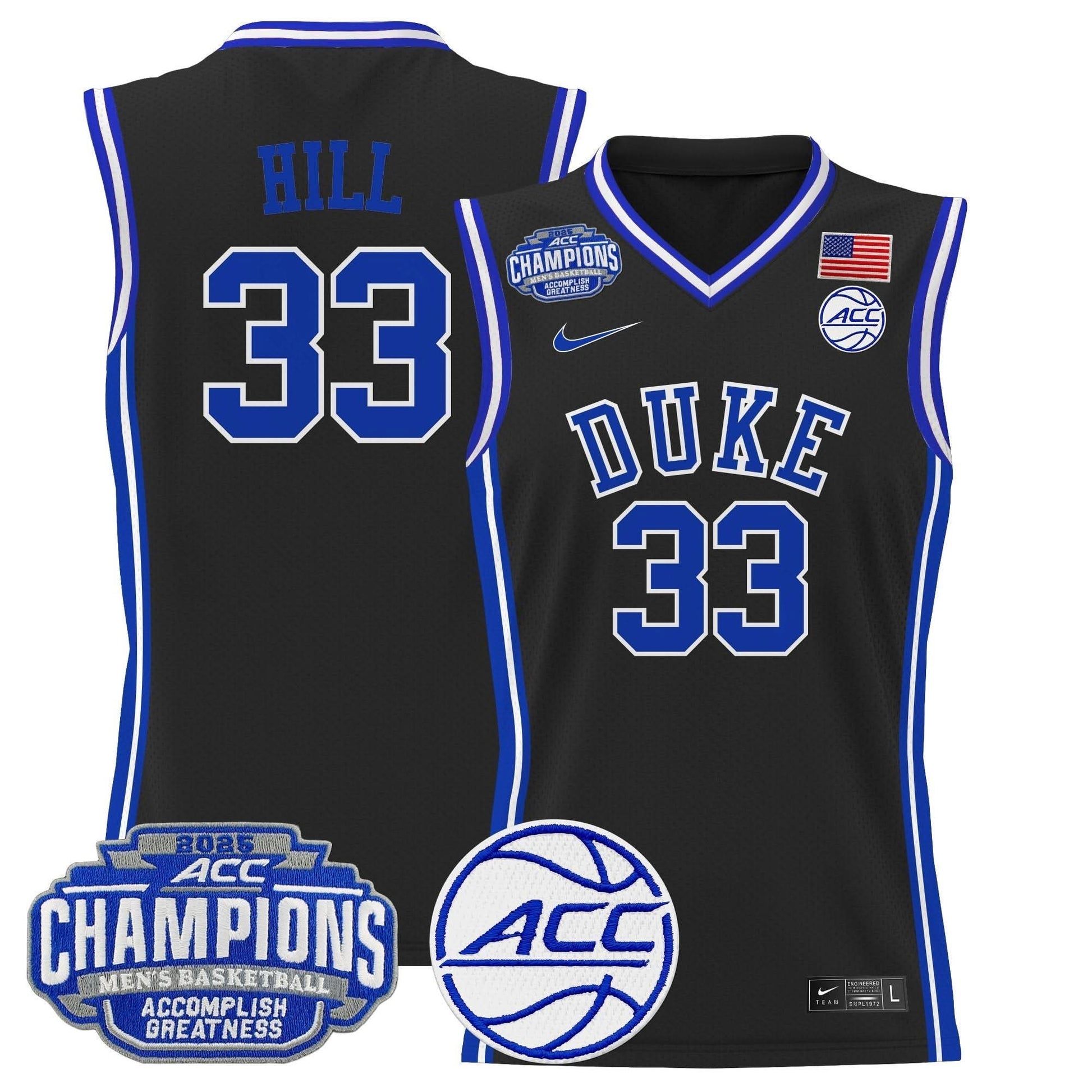 Duke Blue Devils 2025 ACC Conference Tournament Champions Basketball Jersey - All Stitched