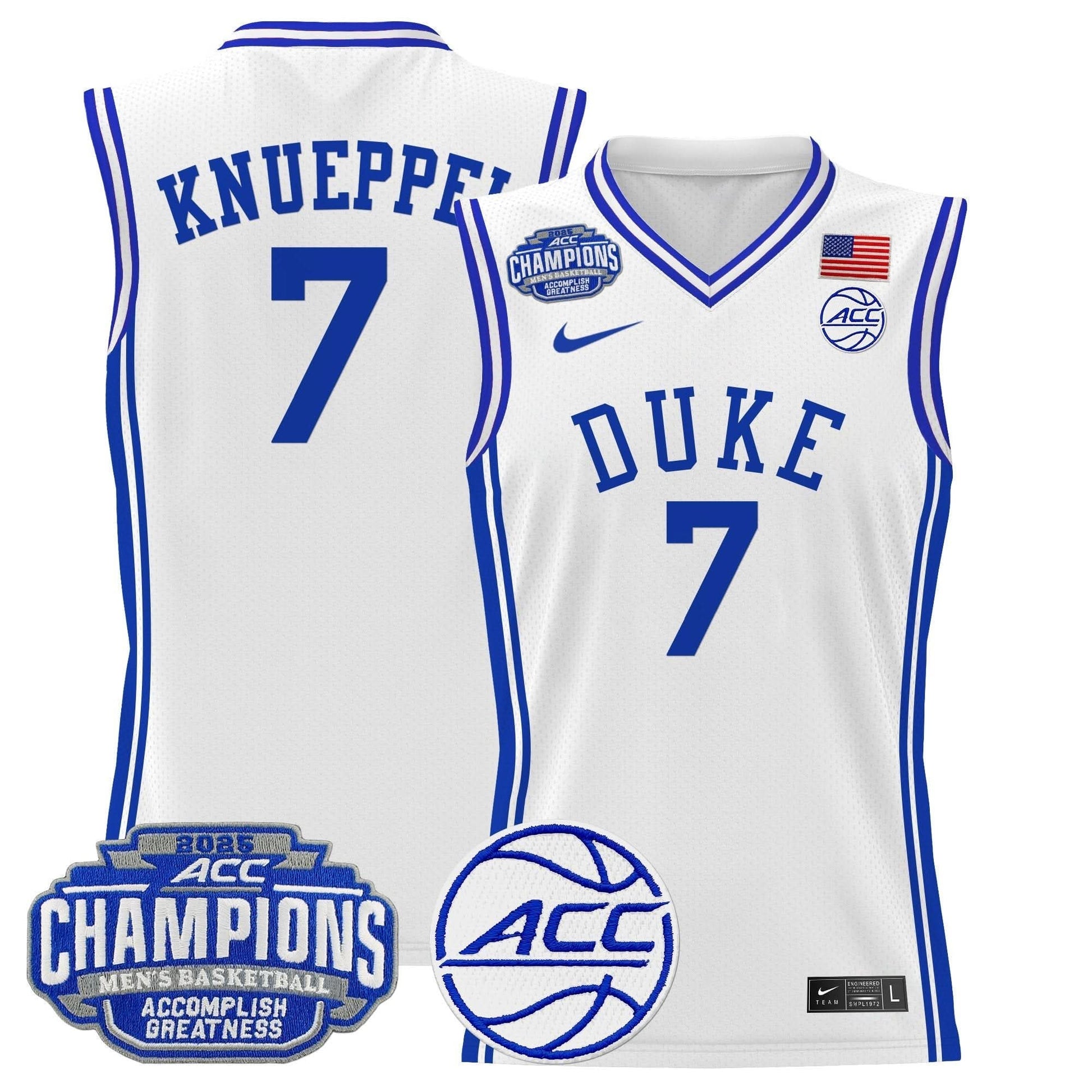Duke Blue Devils 2025 ACC Conference Tournament Champions Basketball Jersey - All Stitched
