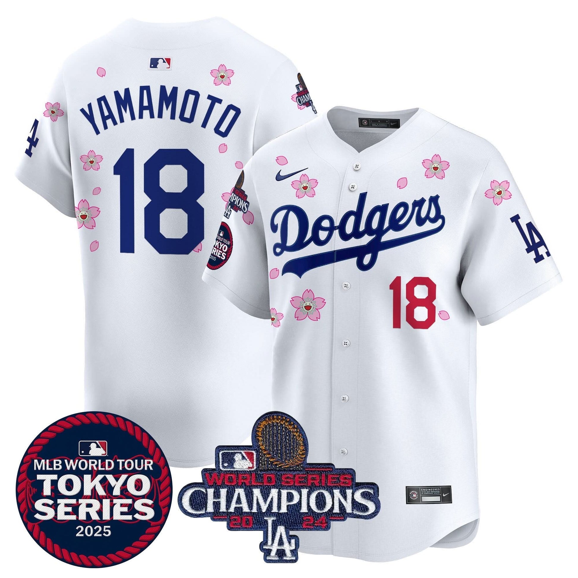 Dodgers Tokyo Series 2025 World Series Champions Patch Vapor Premier Limited Jersey - Stitched