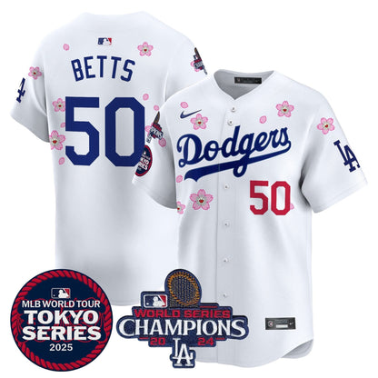 Dodgers Tokyo Series 2025 World Series Champions Patch Vapor Premier Limited Jersey - Stitched