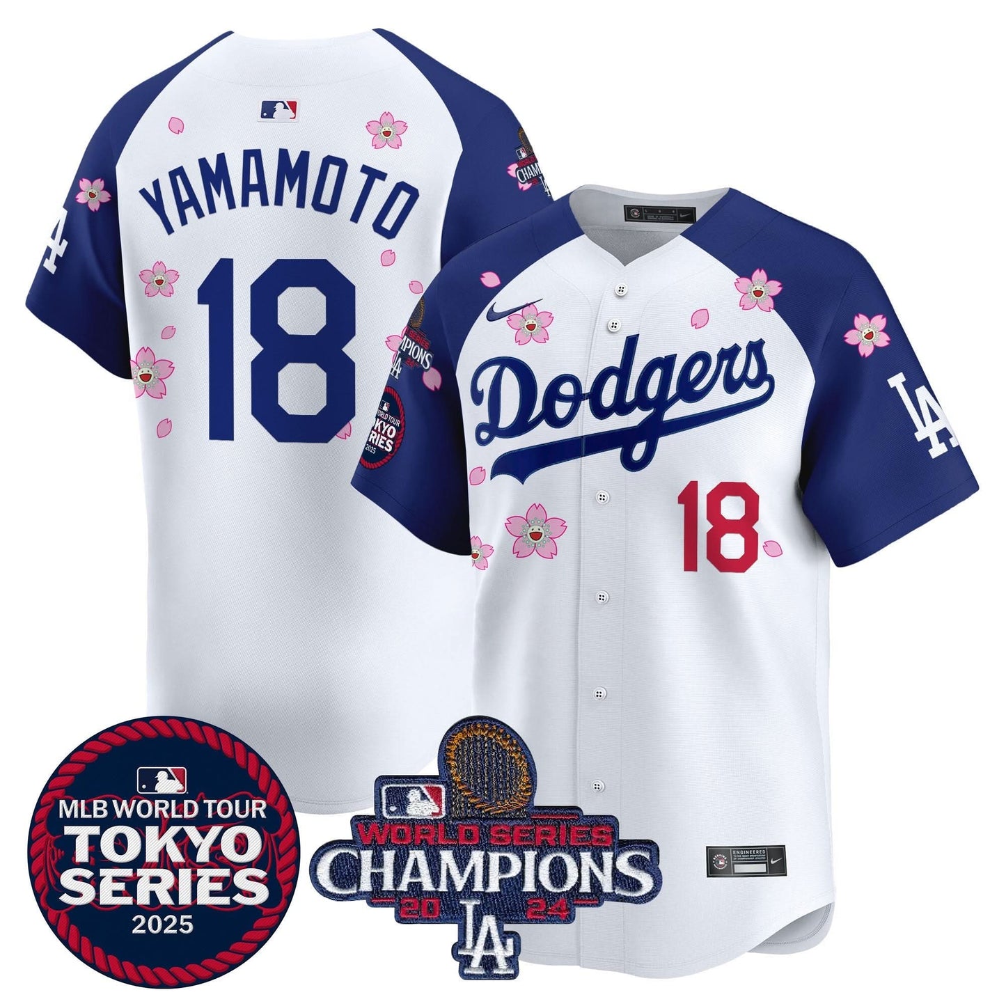 Dodgers Tokyo Series 2025 World Series Champions Patch Vapor Premier Limited Jersey - Stitched