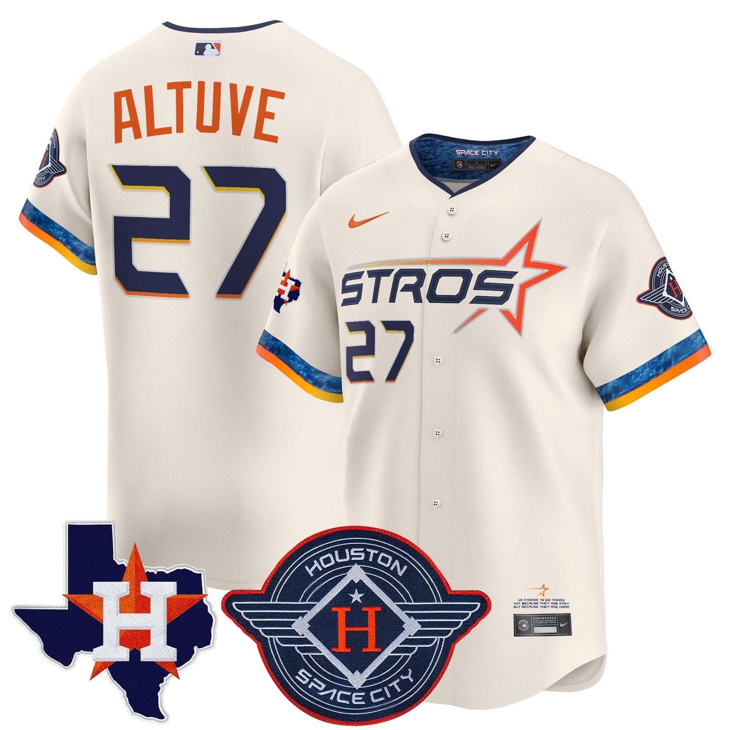 Houston Astros 2025 City Connect Texas Patch Vapor Premier Limited Jersey - All Stitched