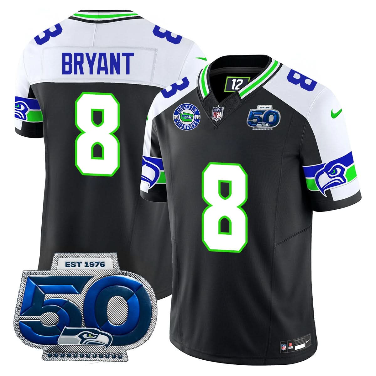 Seattle Seahawks 50th Season Vapor Limited Jersey - All Stitcheds