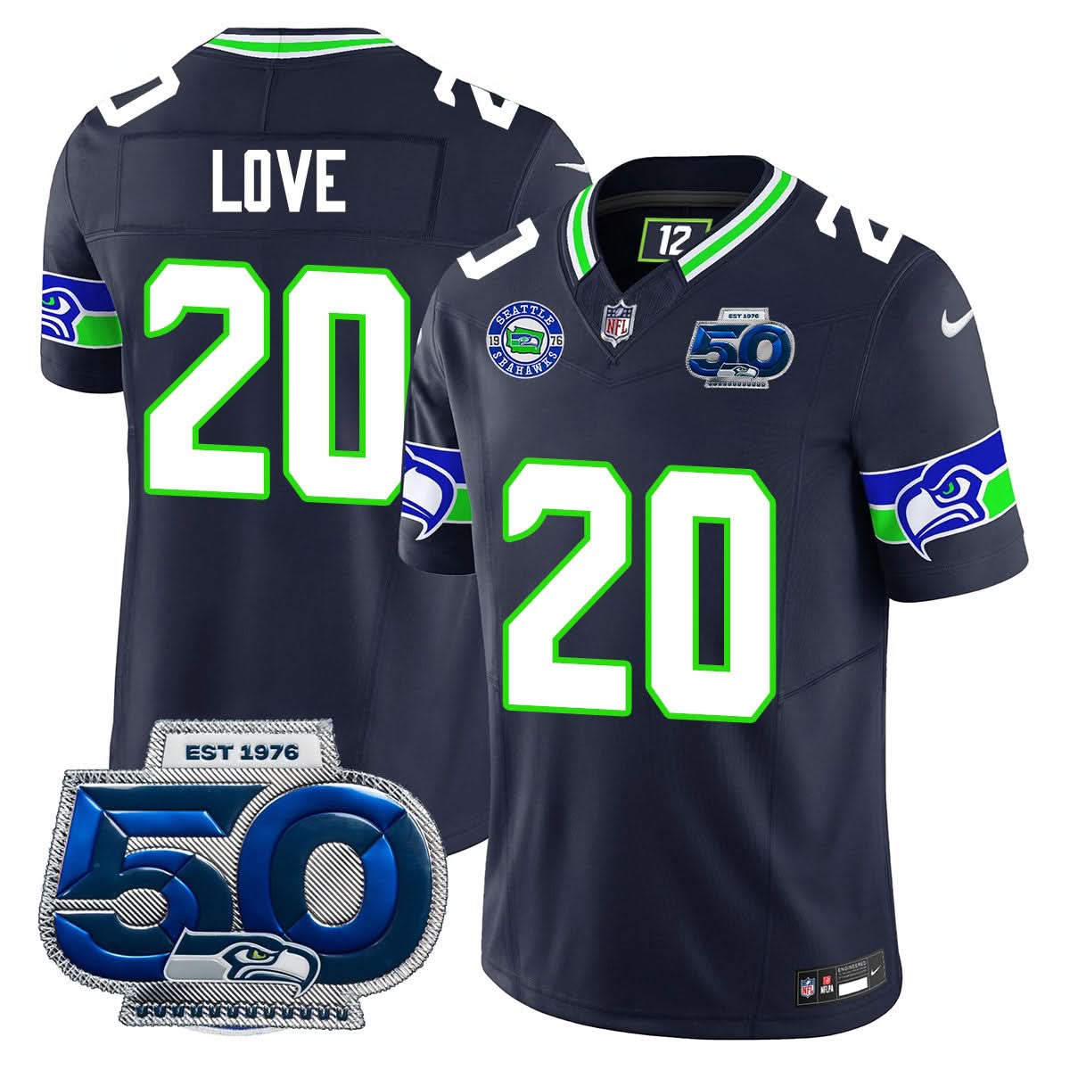 Seattle Seahawks 50th Season Vapor Limited Jersey - All Stitcheds