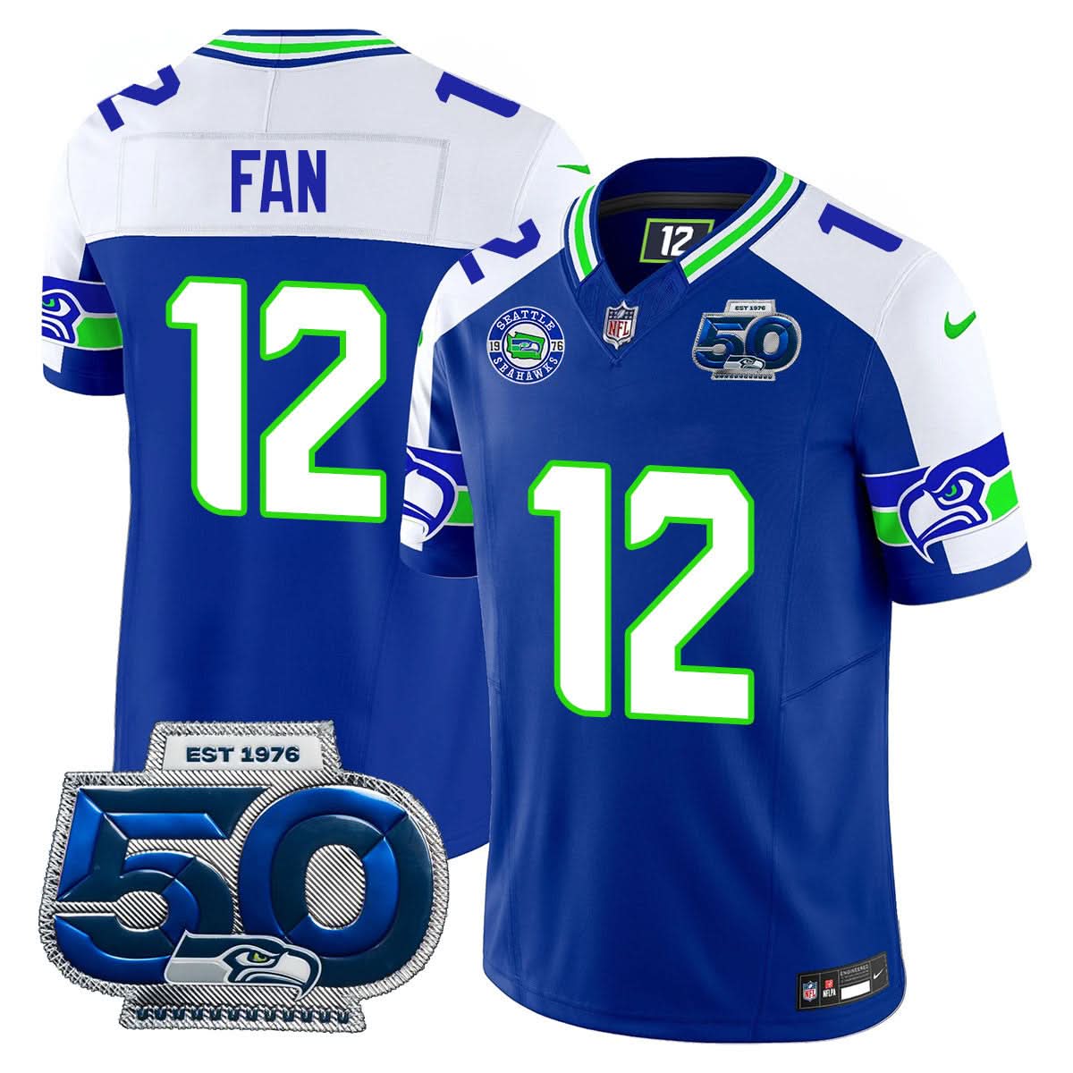 Seattle Seahawks 50th Season Vapor Limited Jersey - All Stitcheds