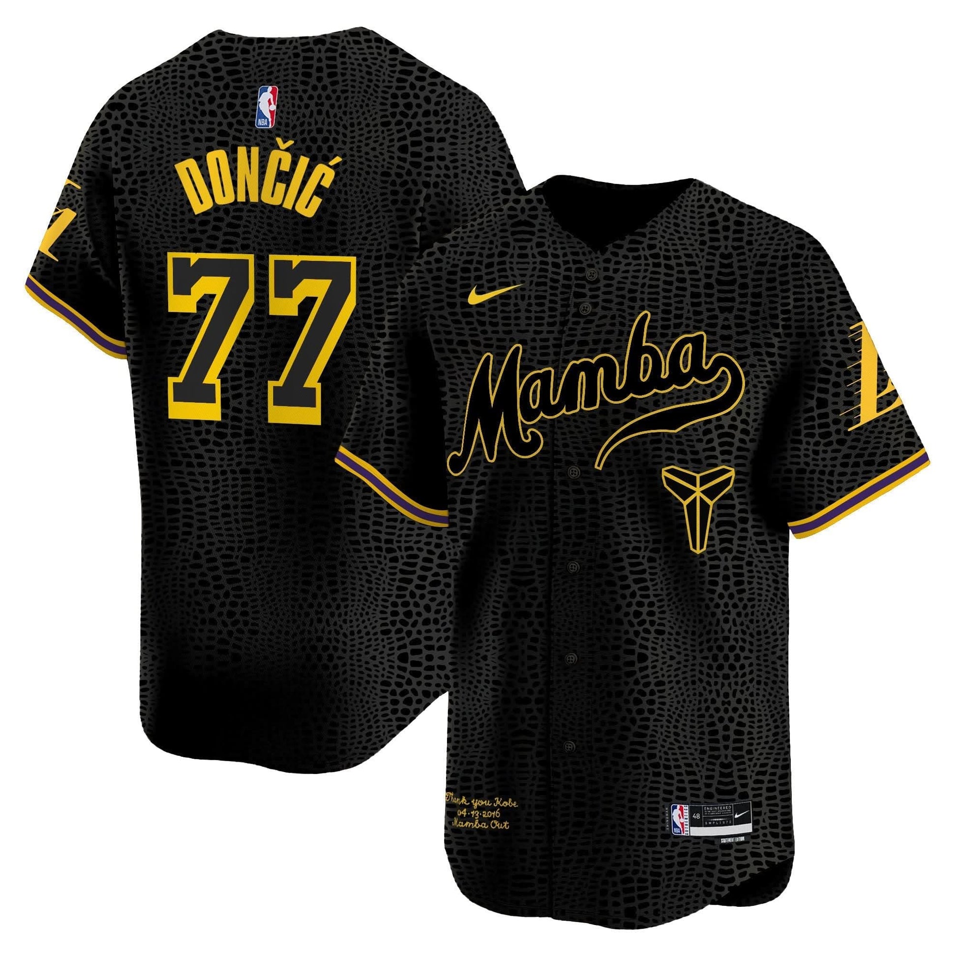 Los Angeles Lakers Kobe Bryant Mamba Vapor Baseball Jersey - All Stitched