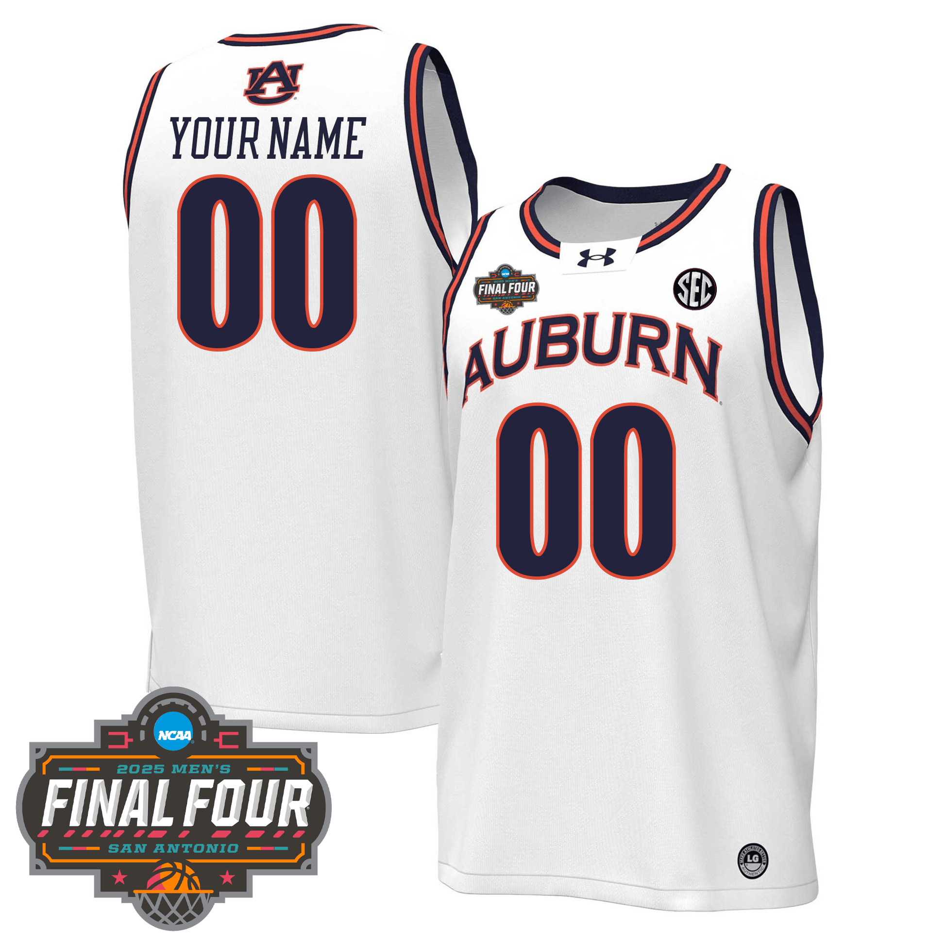 Custom Auburn Tigers Men's Basketball 24/25 Jersey - Final Four Patch