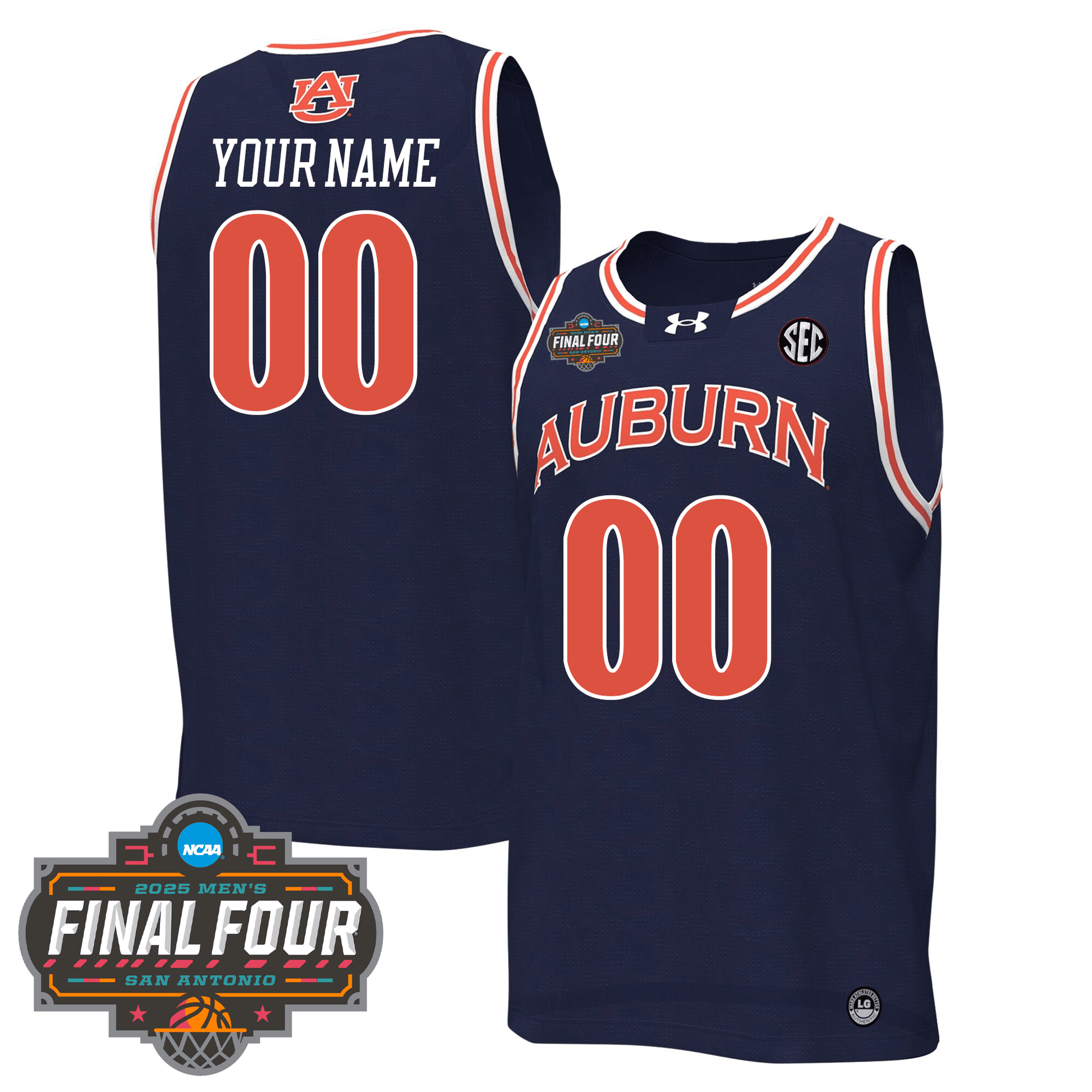 Custom Auburn Tigers Men's Basketball 24/25 Jersey - Final Four Patch