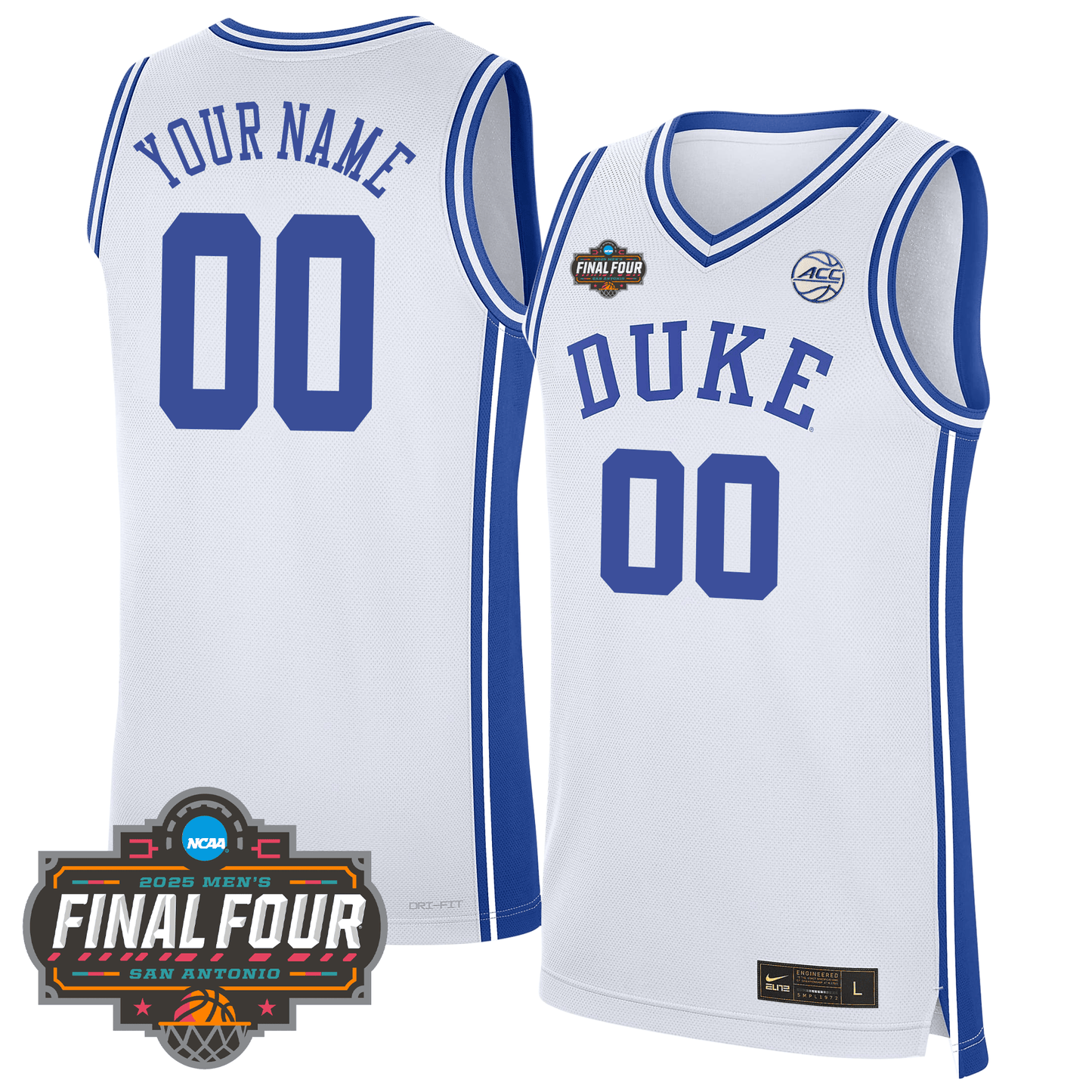 Custom Duke Blue Devils Men's Basketball 24/25 Jersey - Final Four Patch