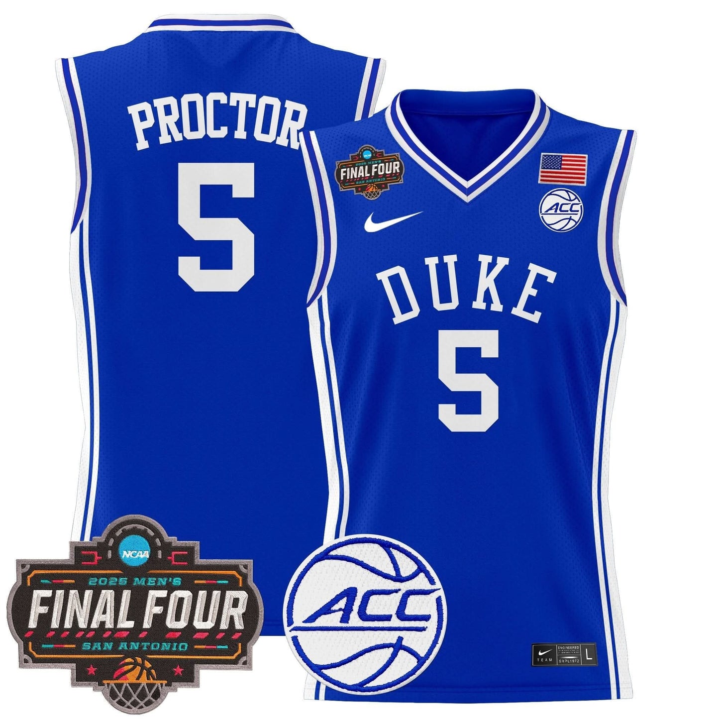 Duke Blue Devils 2025 Final Four Patch Basketball Jersey - All Stitched