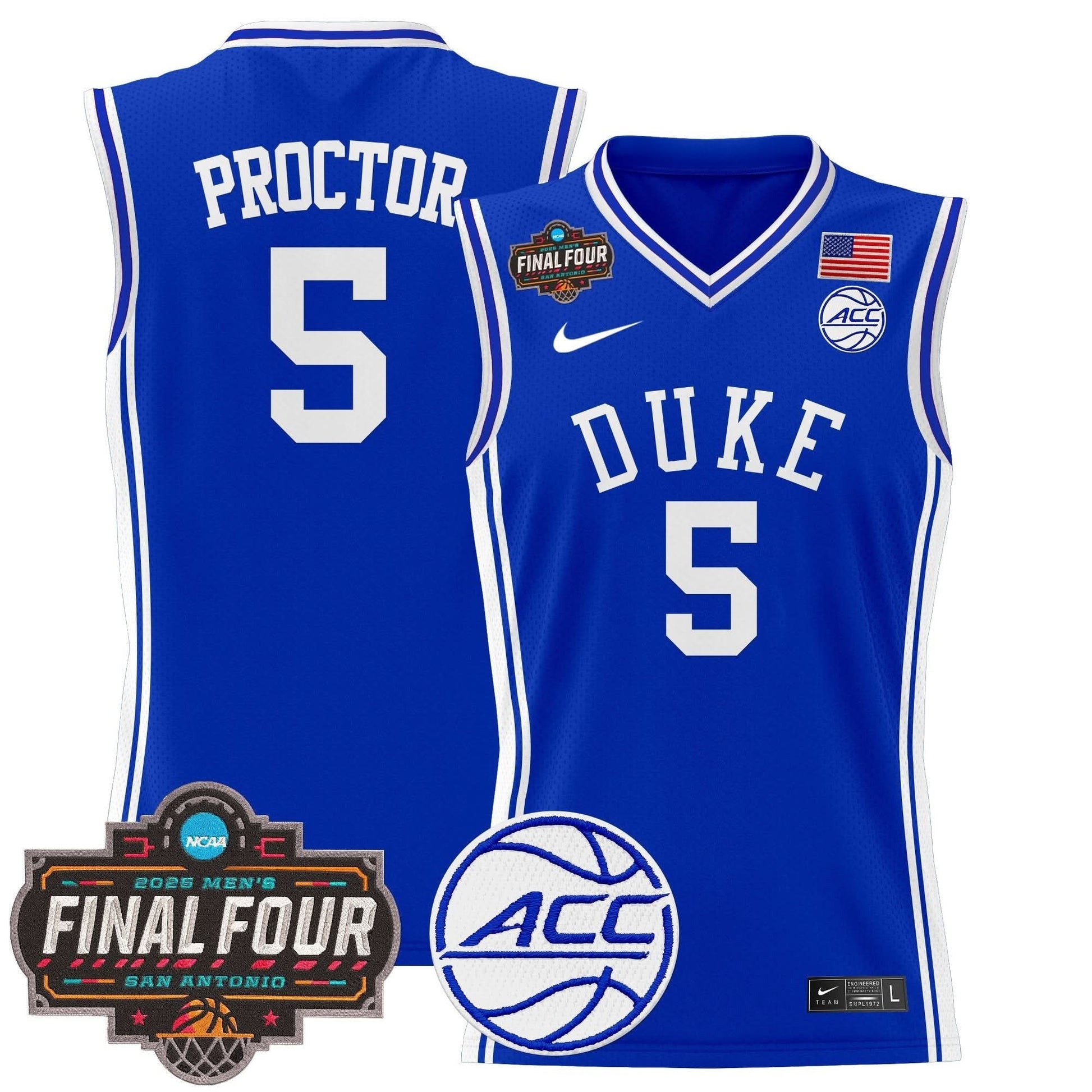 Duke Blue Devils 2025 Final Four Patch Basketball Jersey - All Stitched