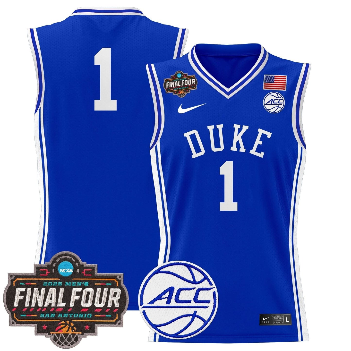 Duke Blue Devils 2025 Final Four Patch Basketball Jersey - All Stitched