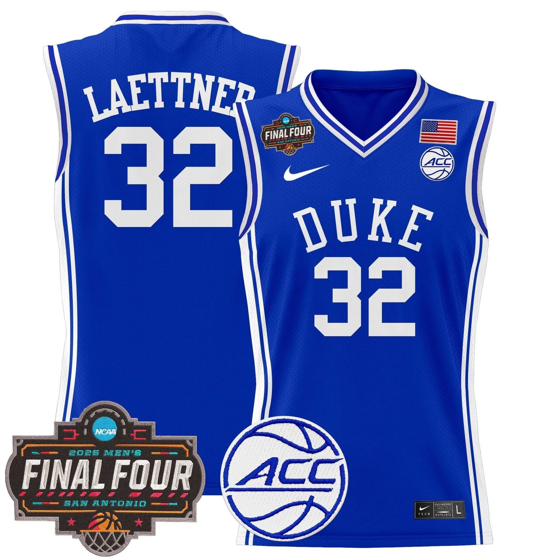 Duke Blue Devils 2025 Final Four Patch Basketball Jersey - All Stitched