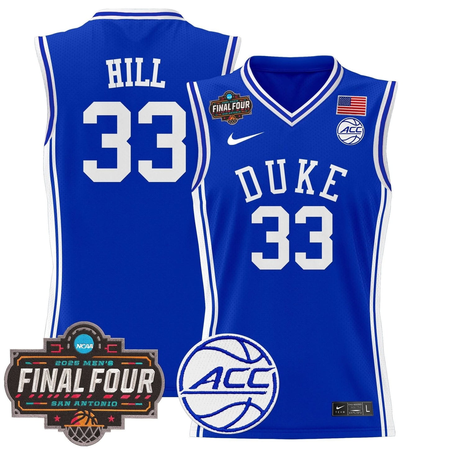 Duke Blue Devils 2025 Final Four Patch Basketball Jersey - All Stitched