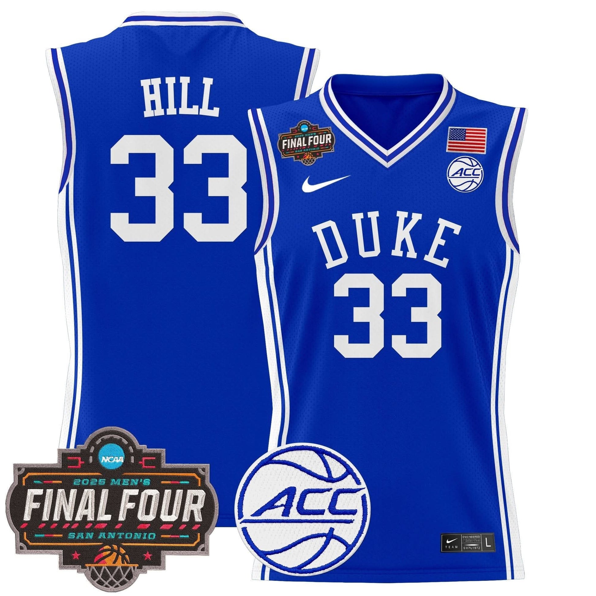 Duke Blue Devils 2025 Final Four Patch Basketball Jersey - All Stitched