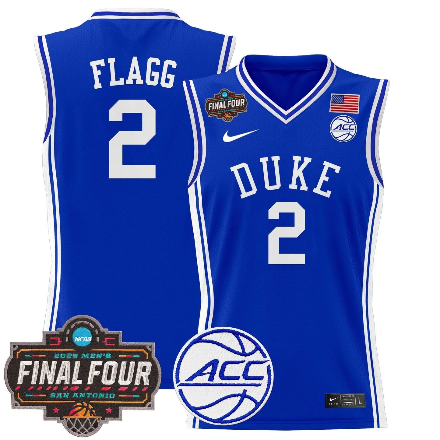 Duke Blue Devils 2025 Final Four Patch Basketball Jersey - All Stitched
